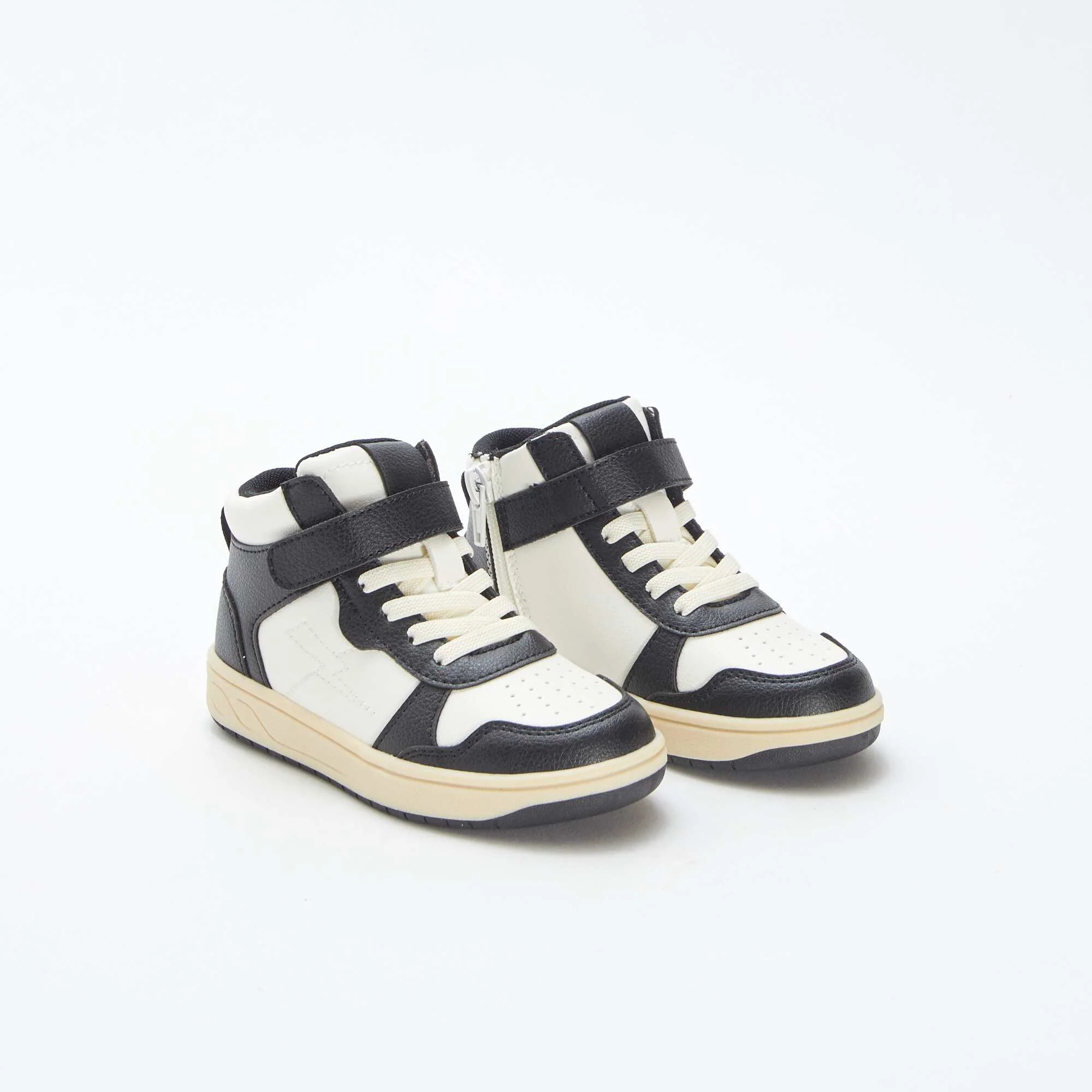 High-top trainers with hook-and-loop and lace-up fastening BLACK