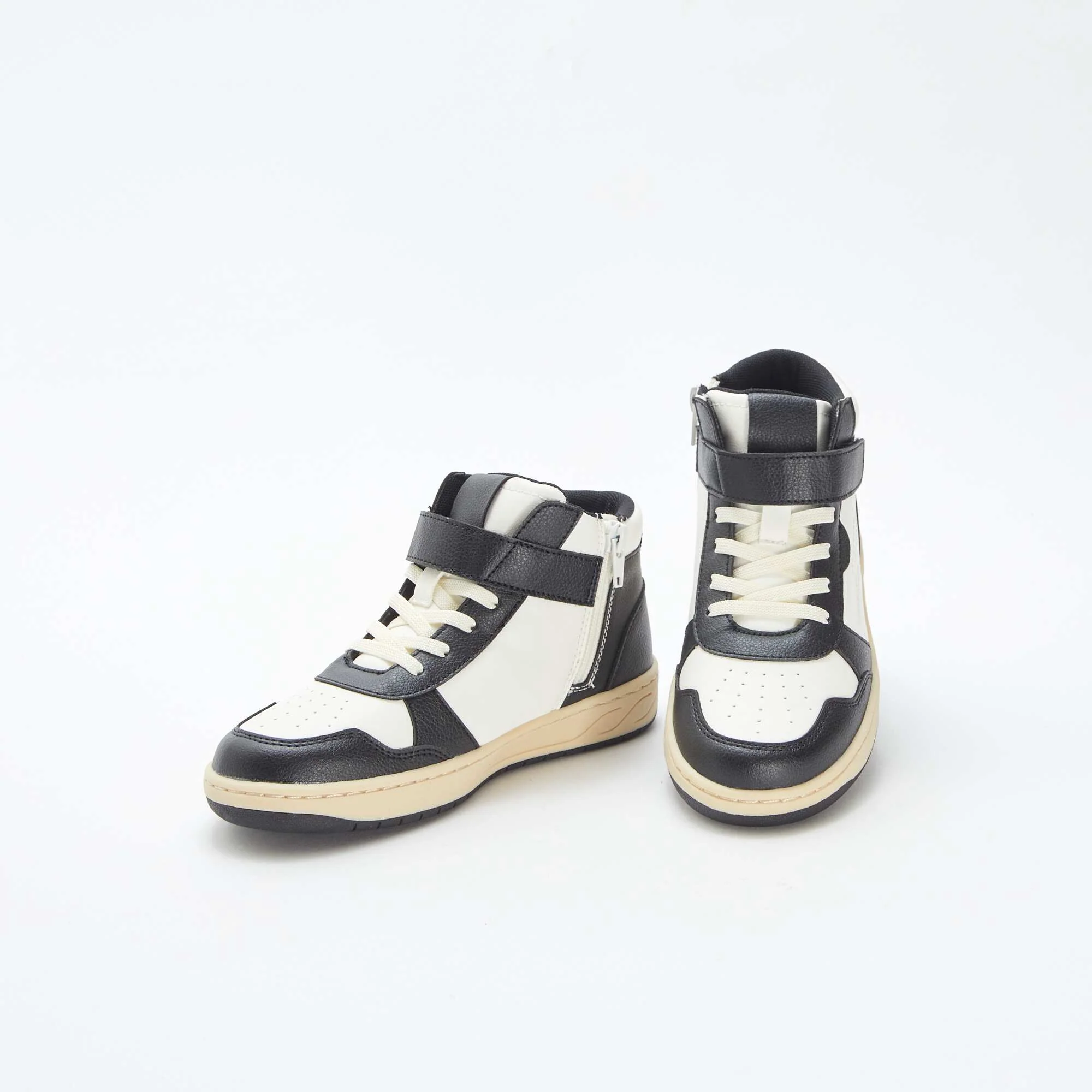 High-top trainers with hook-and-loop and lace-up fastening BLACK - Image 5