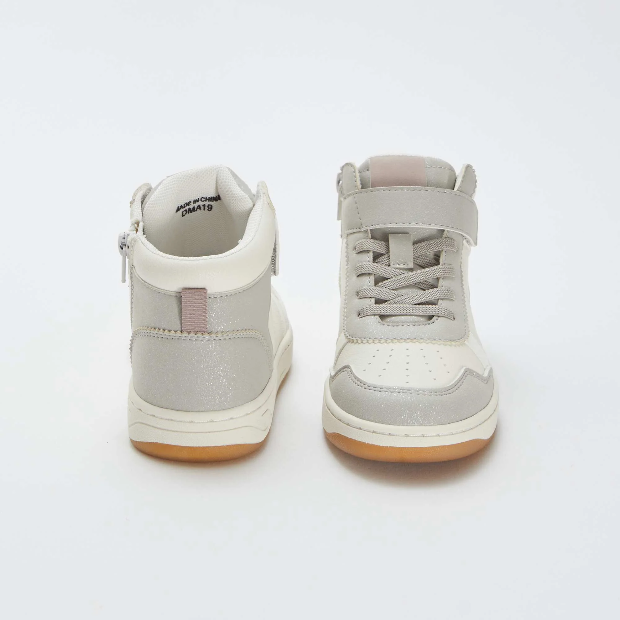 High-top trainers with hook-and-loop and lace-up fastening GREY - Image 3