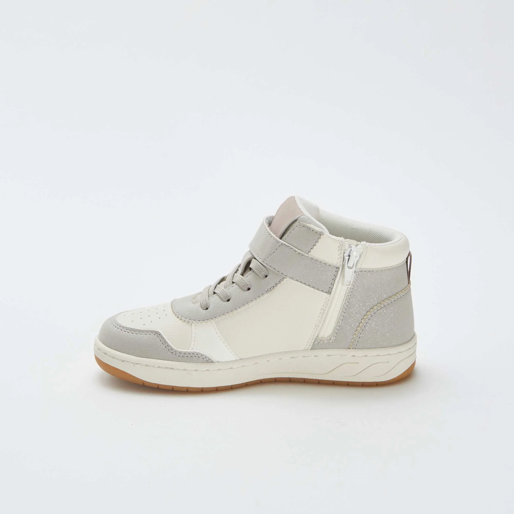 High-top trainers with hook-and-loop and lace-up fastening GREY - Image 4