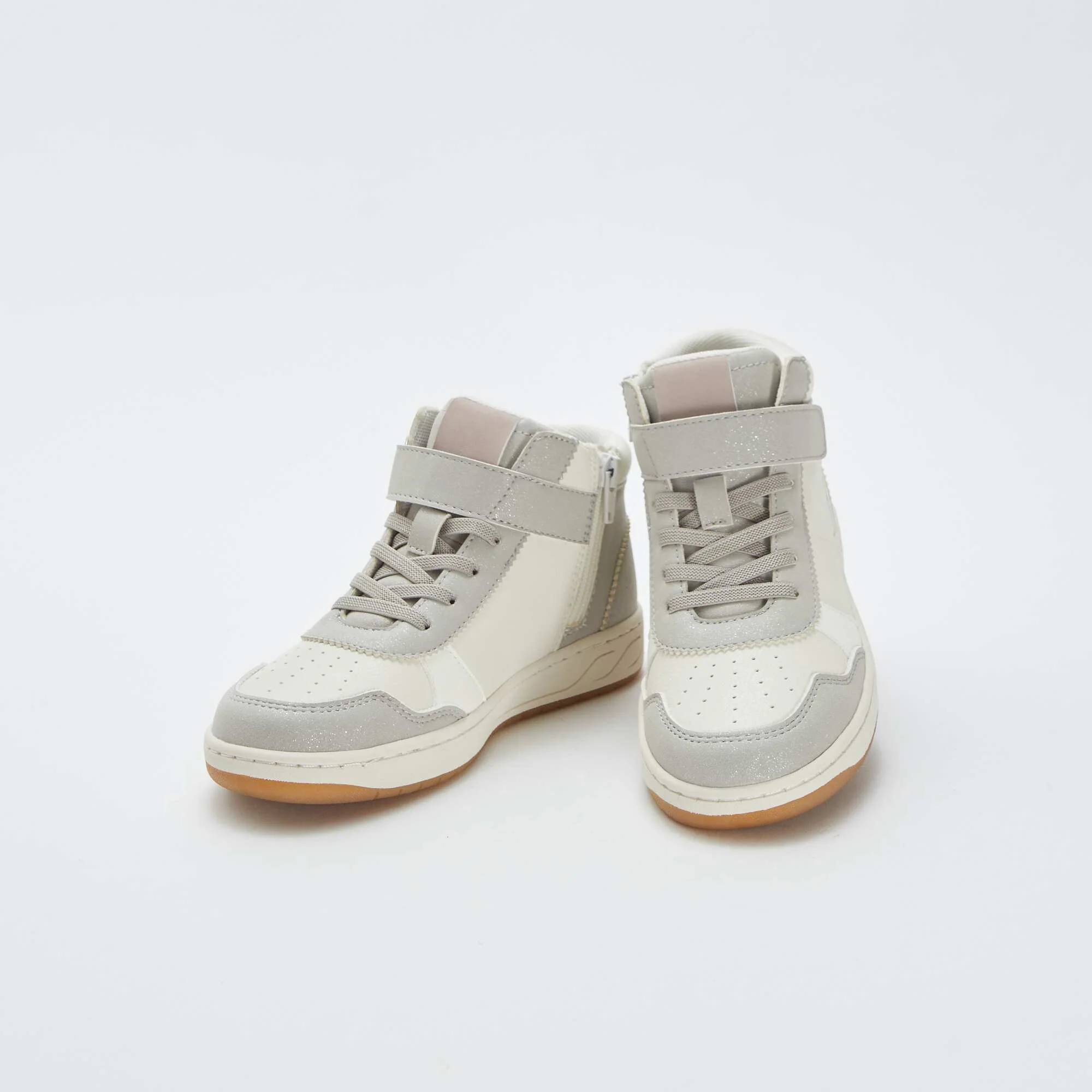 High-top trainers with hook-and-loop and lace-up fastening GREY - Image 5