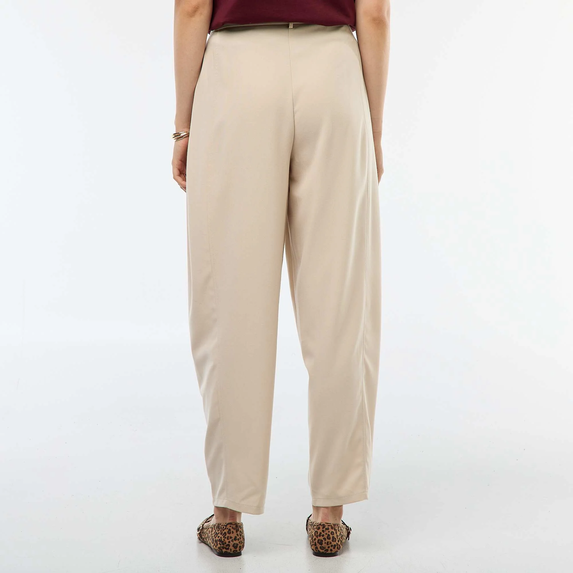 High-Waisted Balloon Trousers BEIGE - Image 3