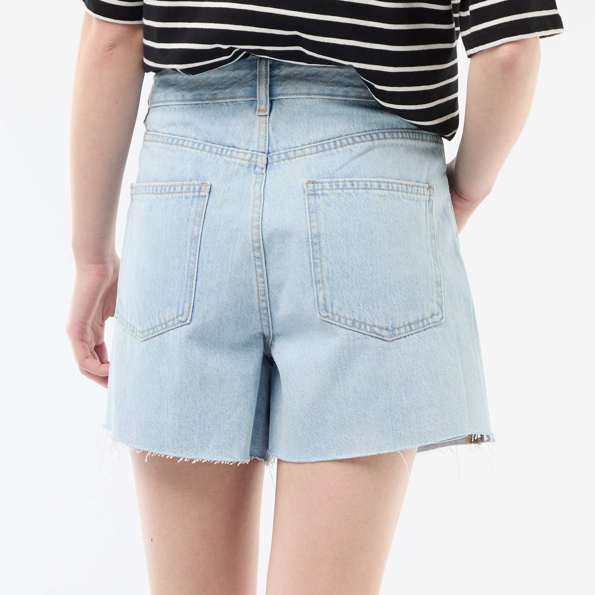 High-Waisted Denim Short Shorts BLUE - Image 3