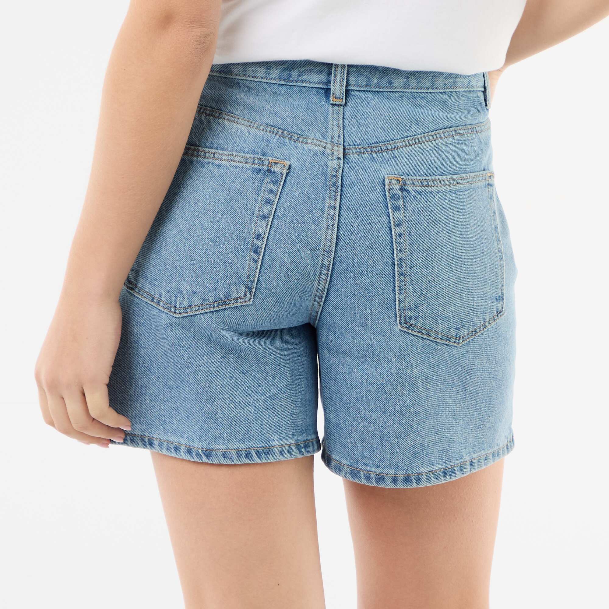 High-Waisted Denim Shorts BLUE - Image 3