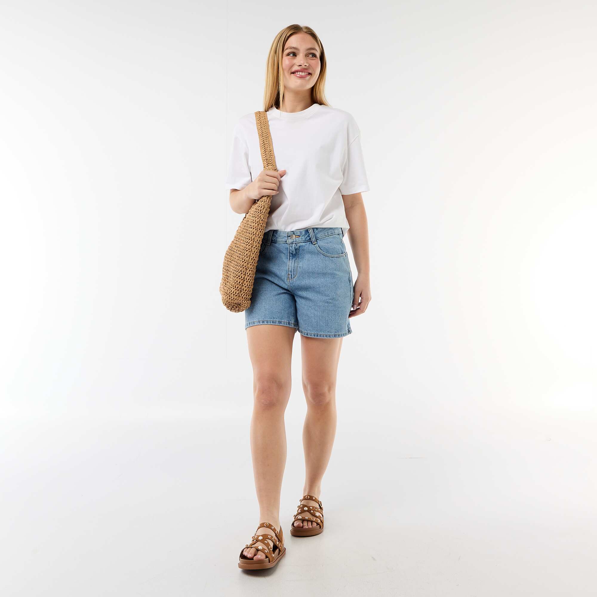 High-Waisted Denim Shorts BLUE - Image 4