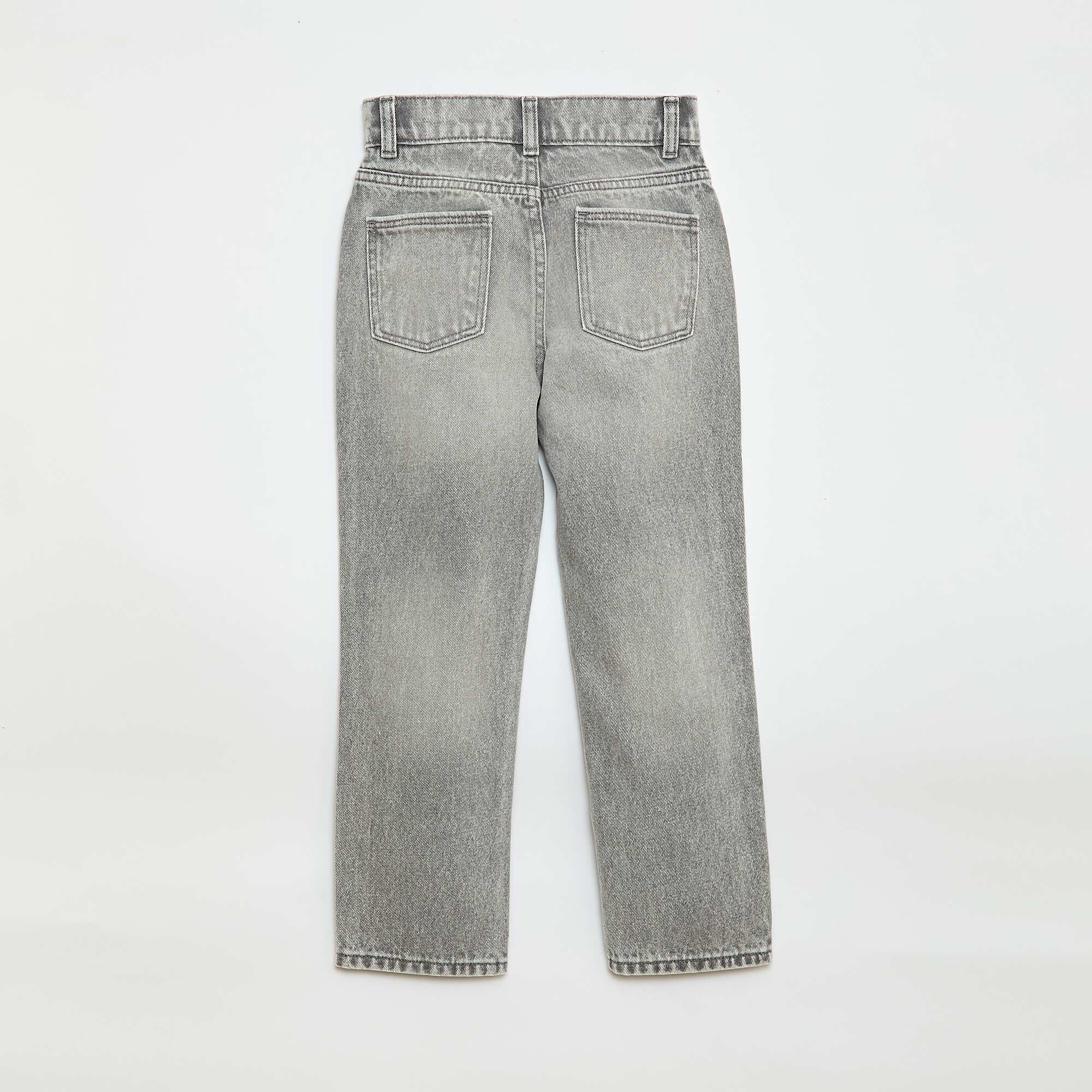 High-Waisted Denim Trousers GREY - Image 2