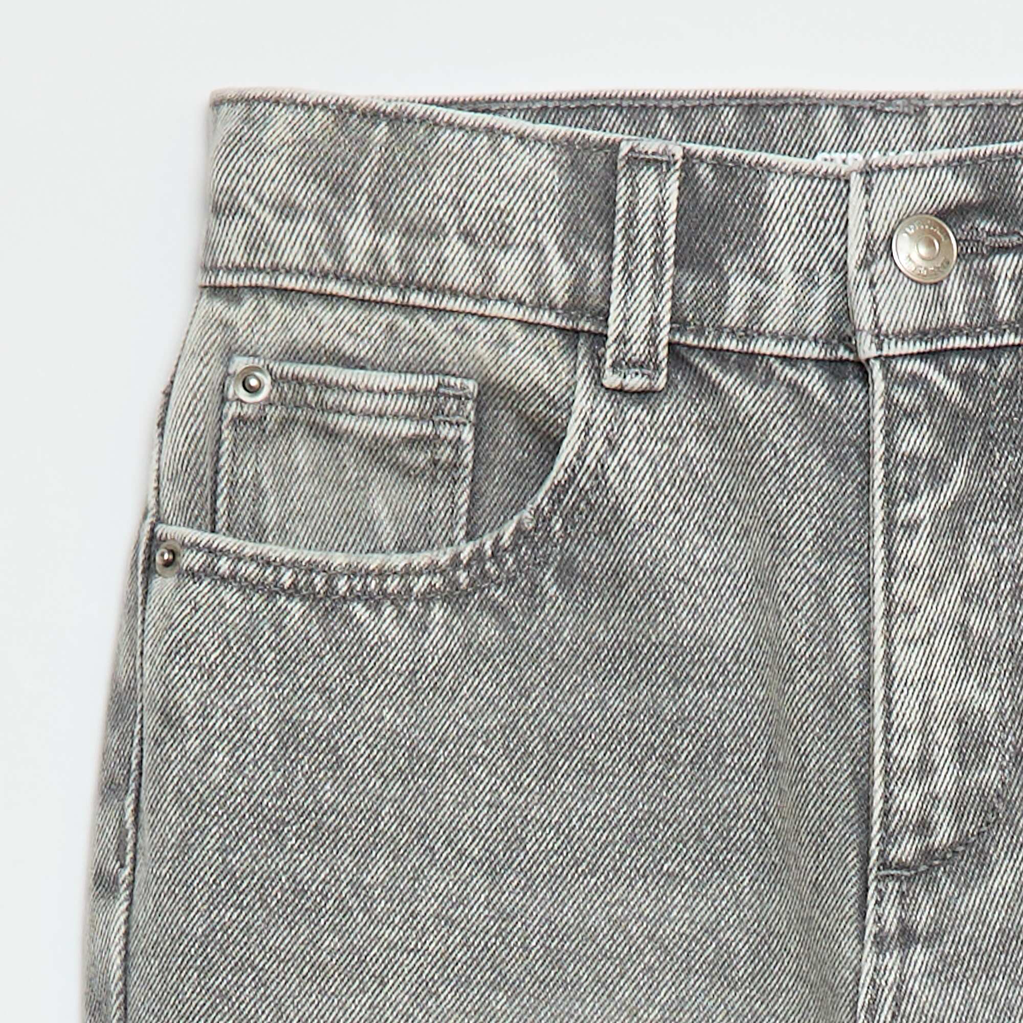 High-Waisted Denim Trousers GREY - Image 3