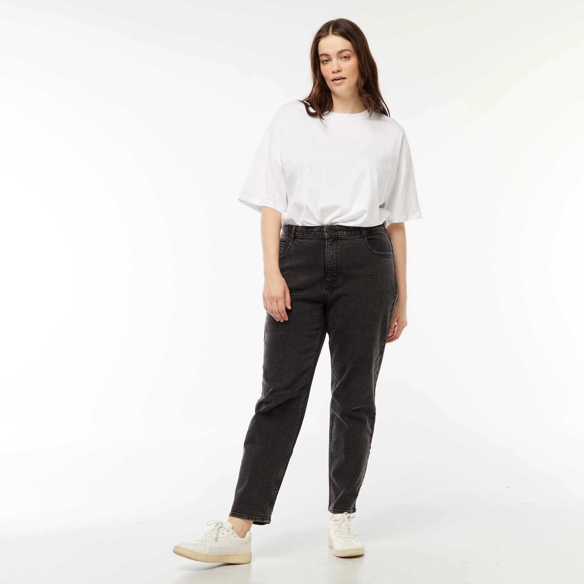 High-waisted mom jeans - L30 BLACK