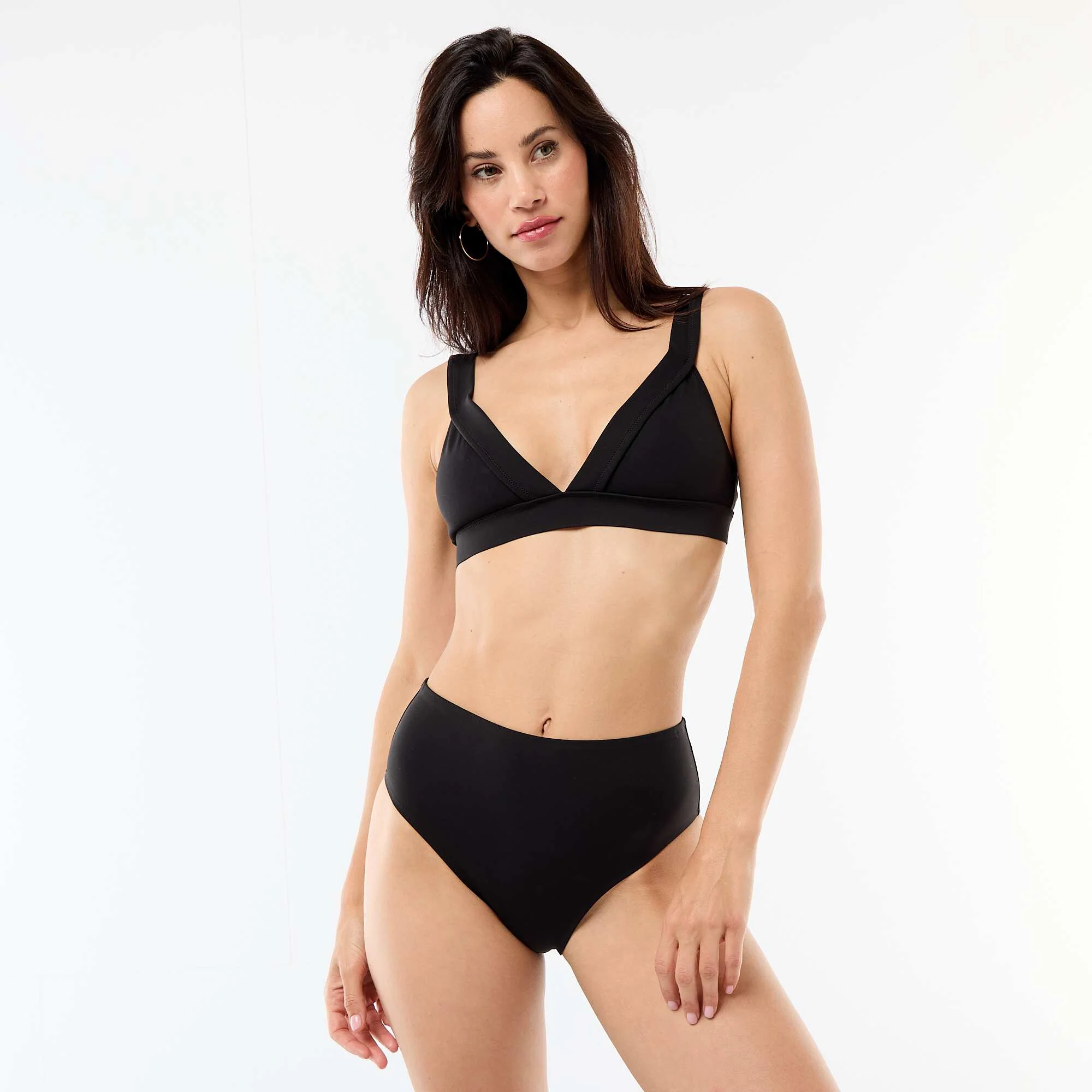 High-Waisted Neoprene Swim Briefs BLACK