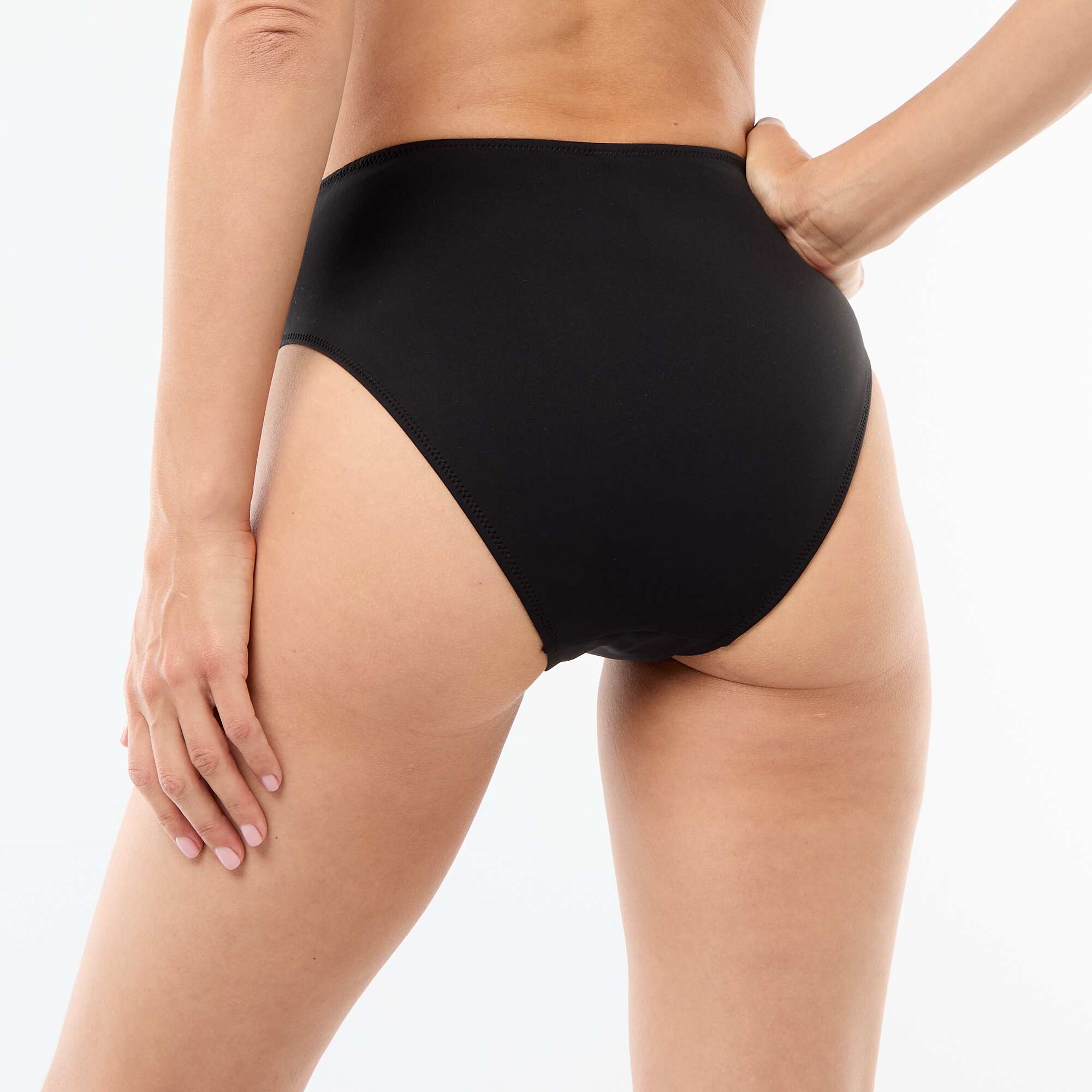 High-Waisted Neoprene Swim Briefs BLACK - Image 3
