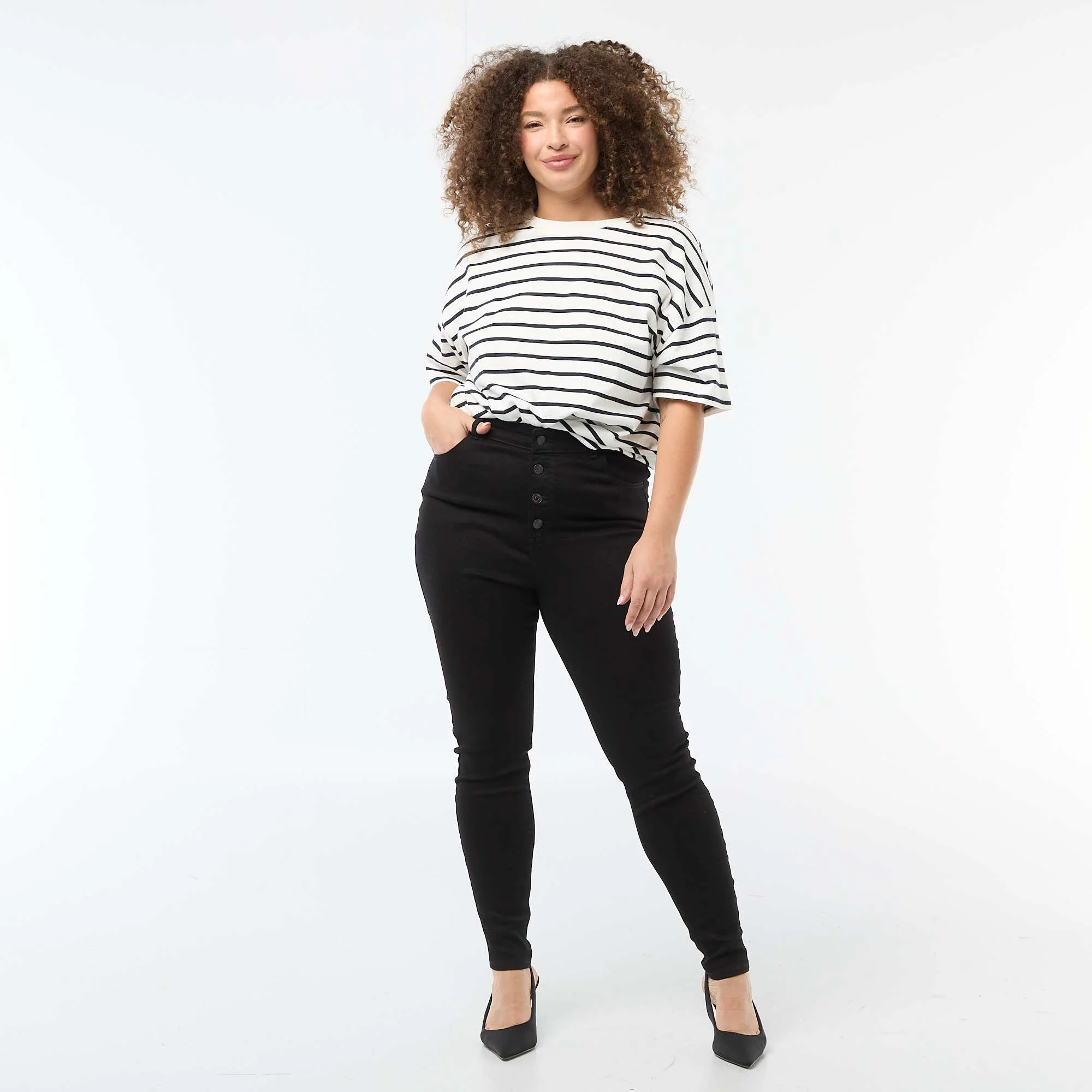High-waisted skinny trousers - L30 BLACK