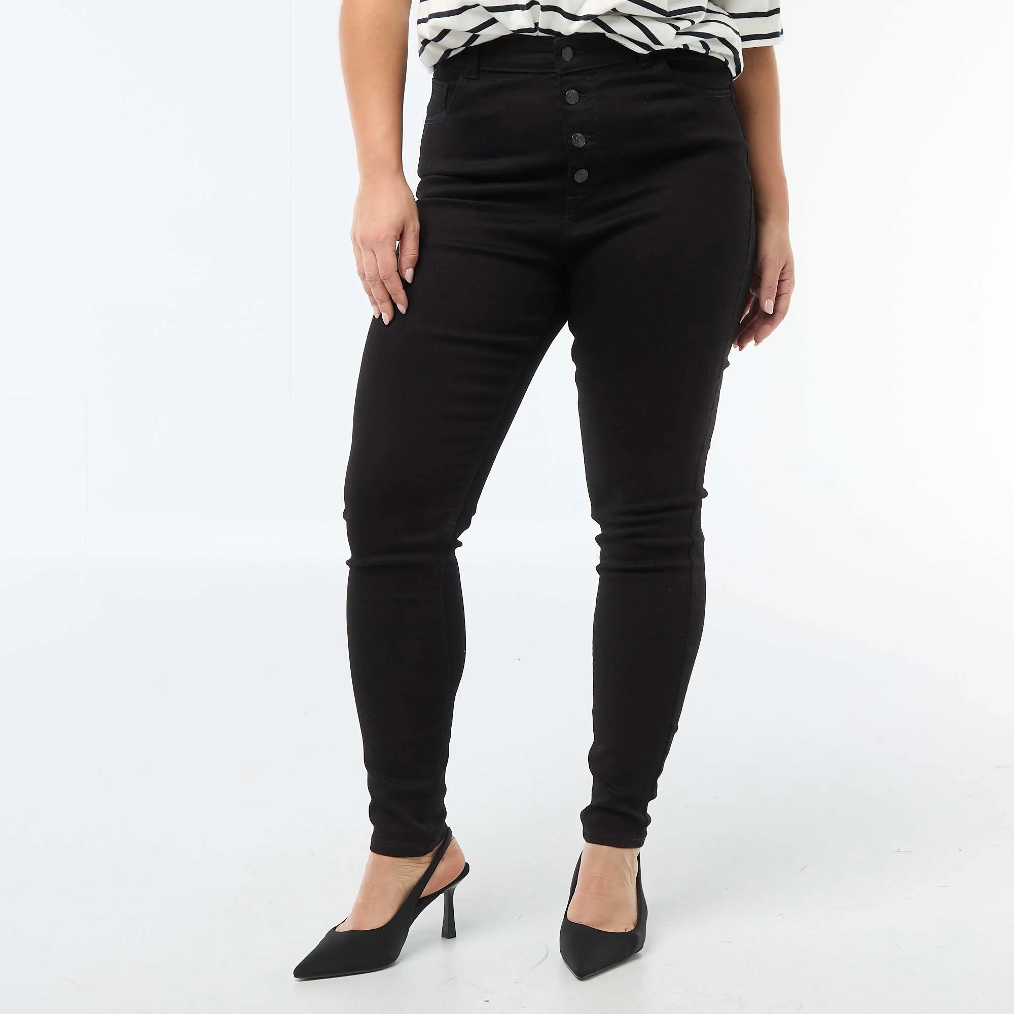 High-waisted skinny trousers - L30 BLACK - Image 4