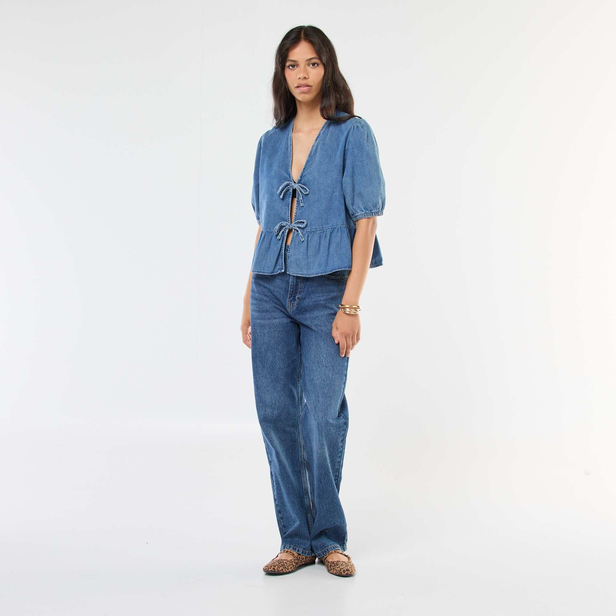 High-Waisted Straight Leg Jeans BLUE