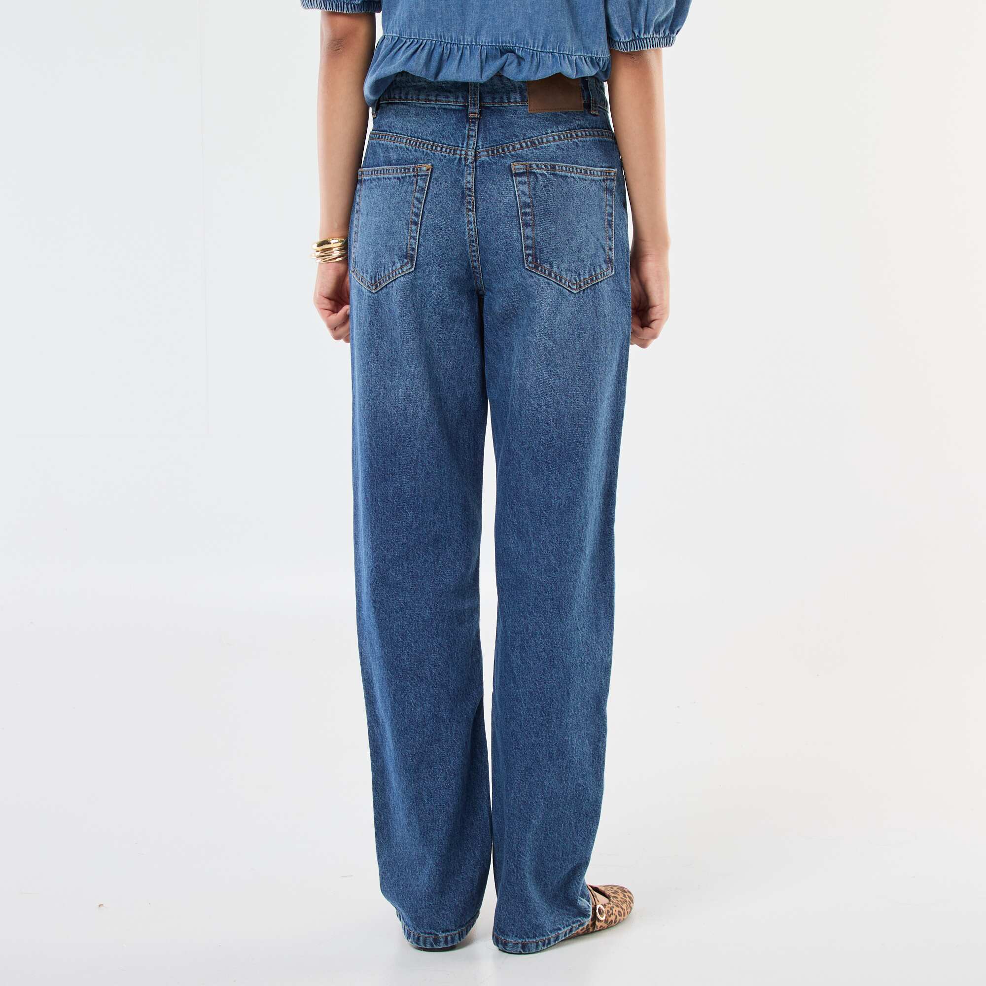 High-Waisted Straight Leg Jeans BLUE - Image 3