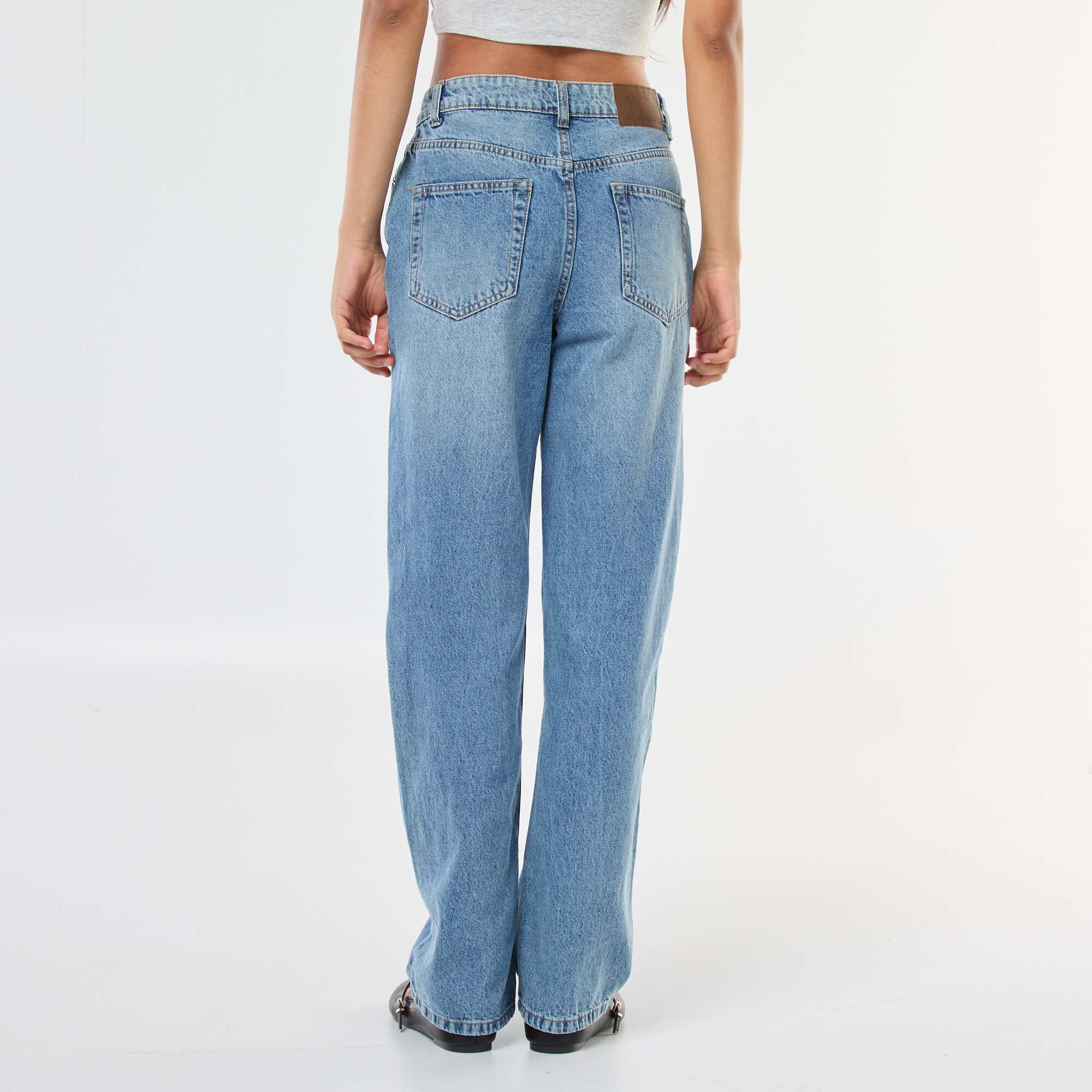 High-Waisted Straight Leg Jeans BLUE - Image 3