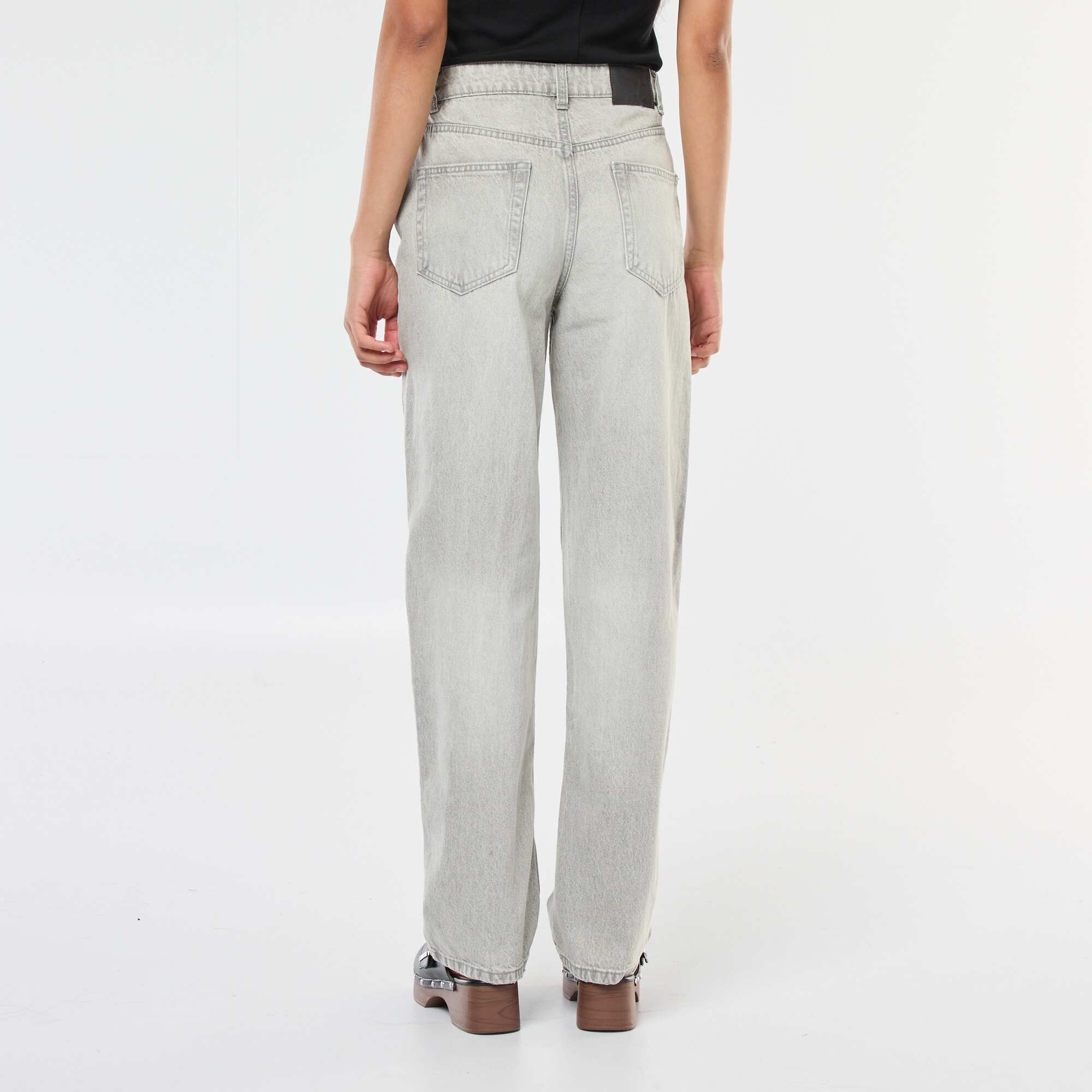 High-Waisted Straight Leg Jeans GREY - Image 3