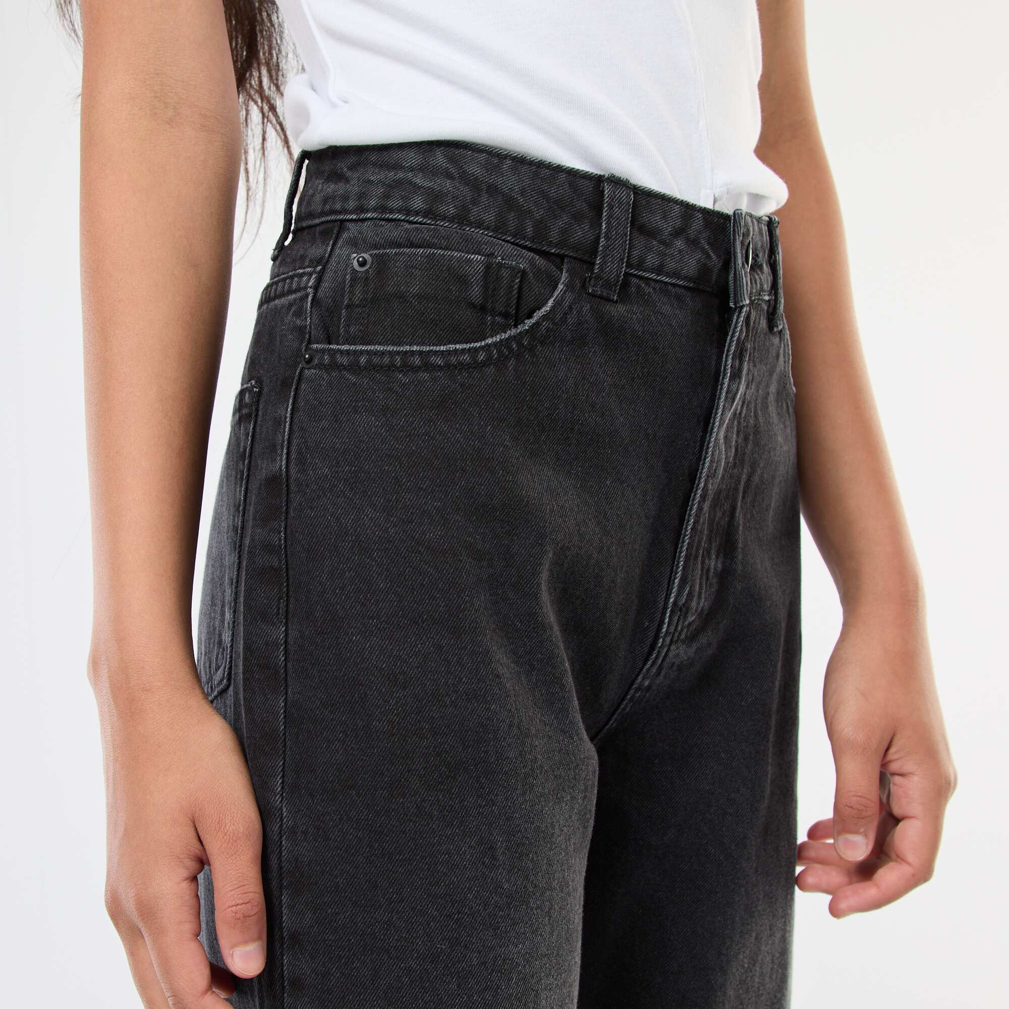 High-Waisted Straight Leg Jeans GREY - Image 4