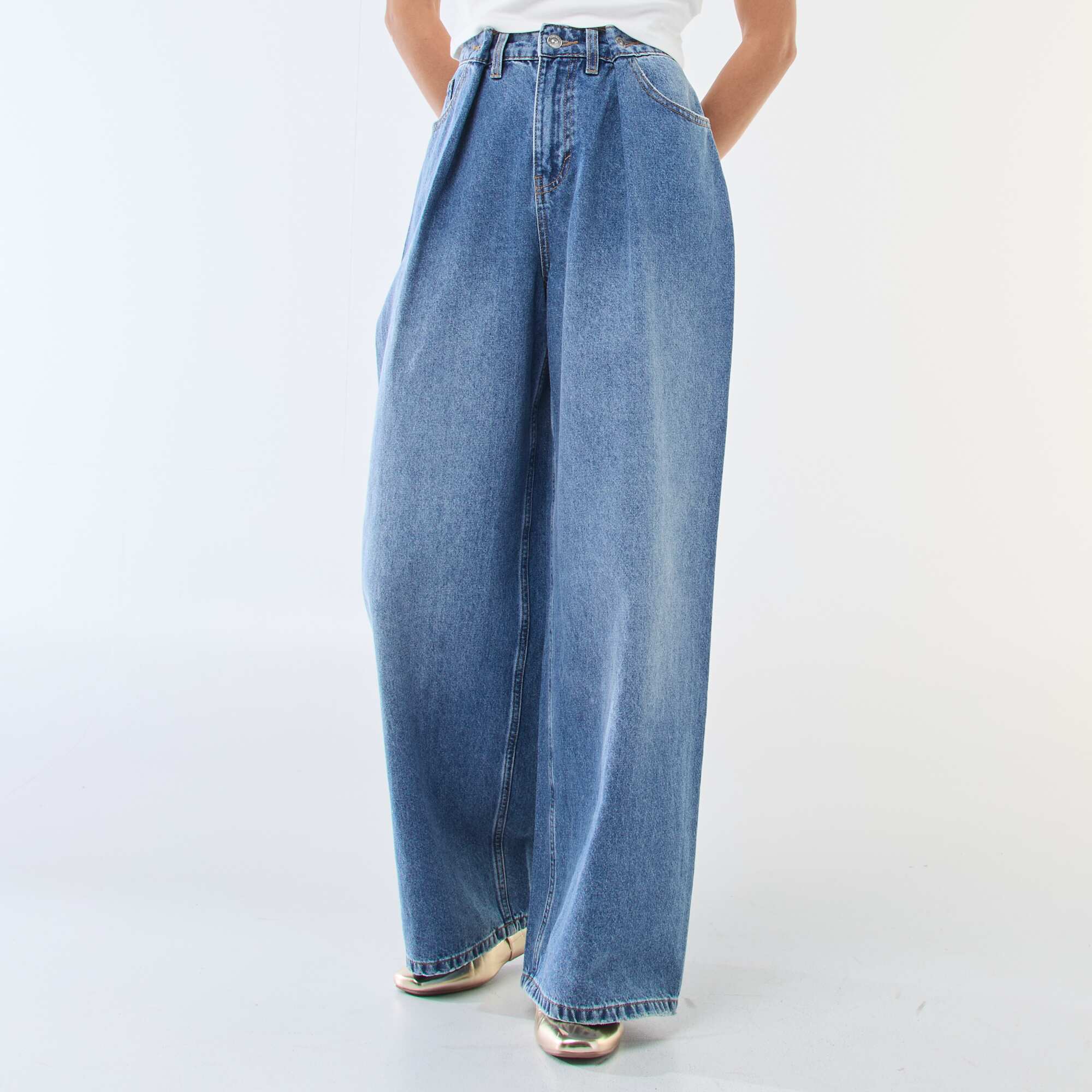 High-waisted wide leg jeans BLUE - Image 2