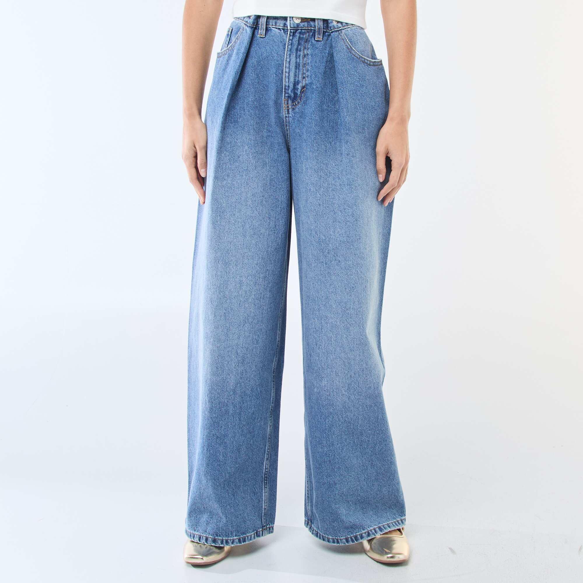 High-waisted wide leg jeans BLUE - Image 4
