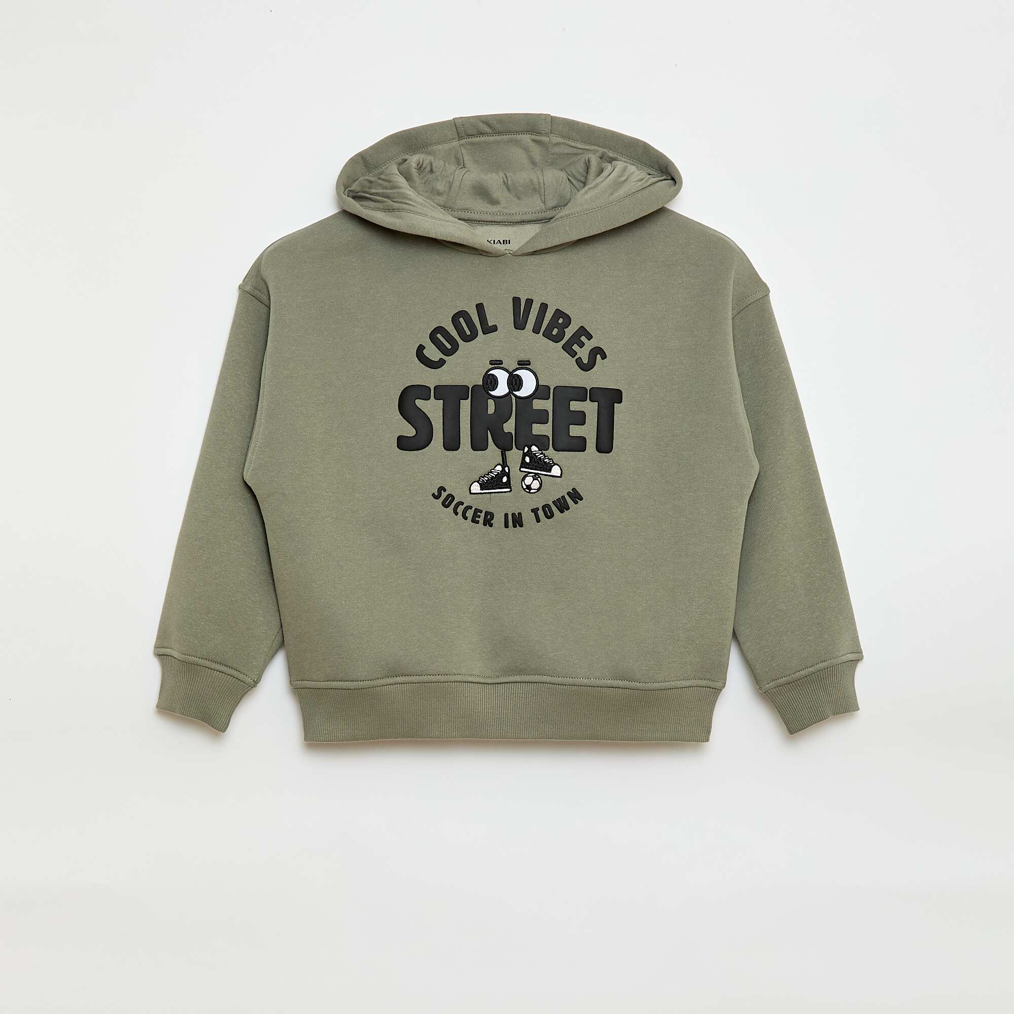 Hooded Sweatshirt with a Textured Print KHAKI