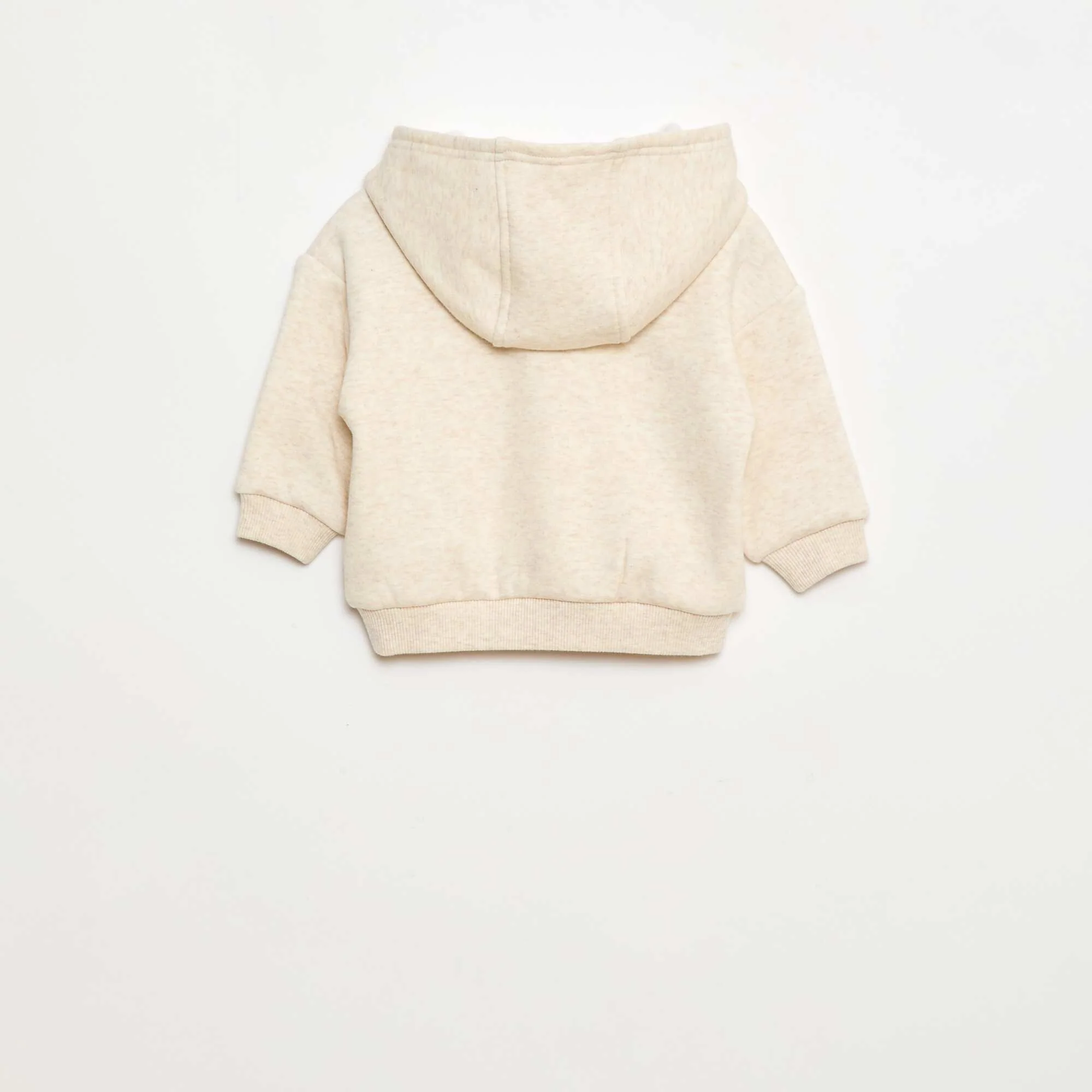 Hooded Sweatshirt with Buttons and Warm Lining BEIGE - Image 3
