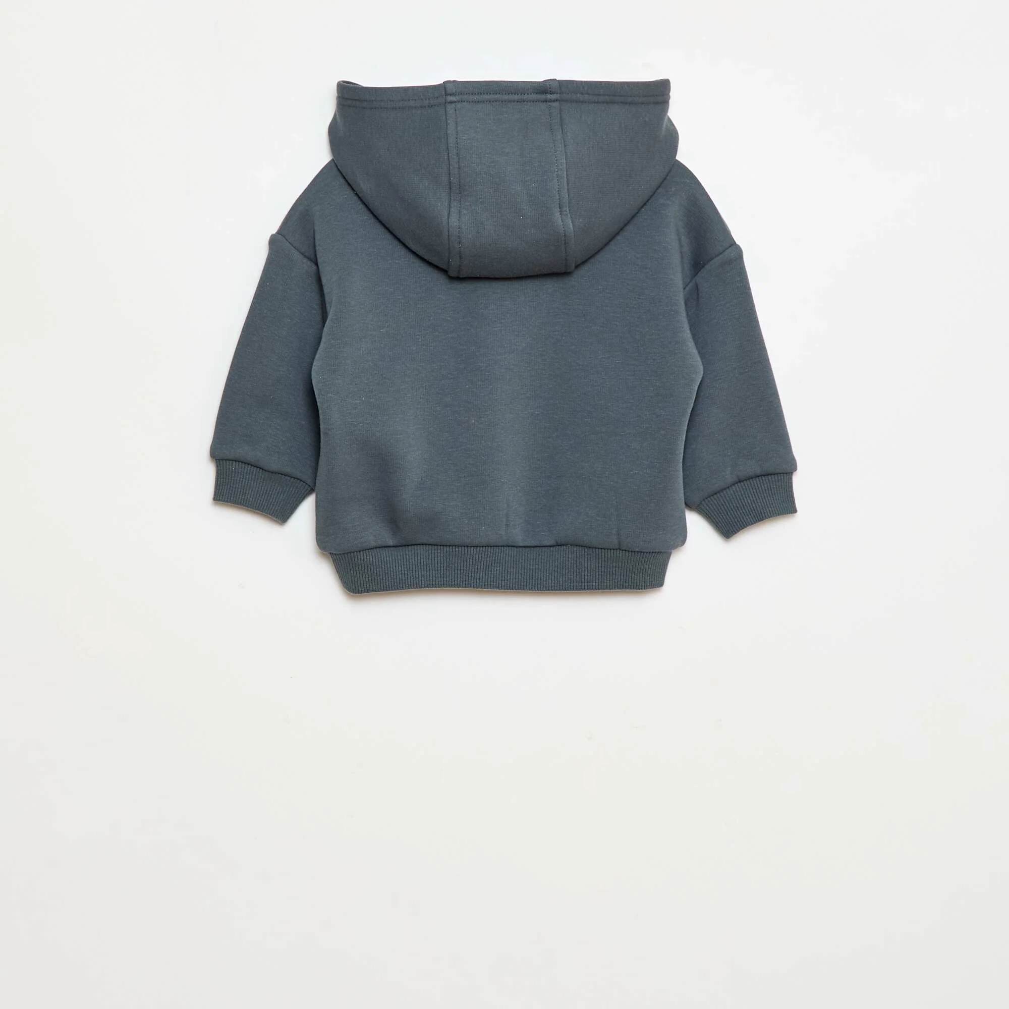 Hooded Sweatshirt with Buttons and Warm Lining BLUE - Image 3