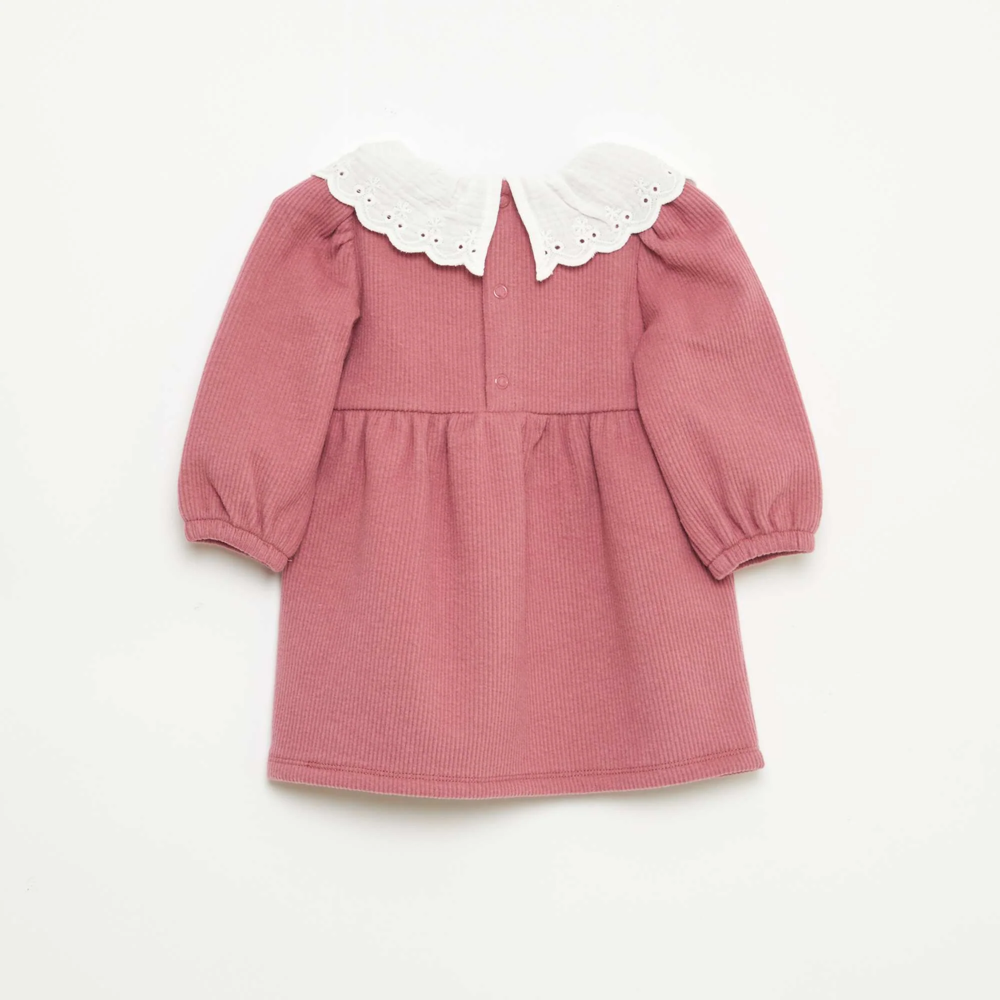 Interlock Dress with Large Cotton Gauze Collar PINK - Image 3