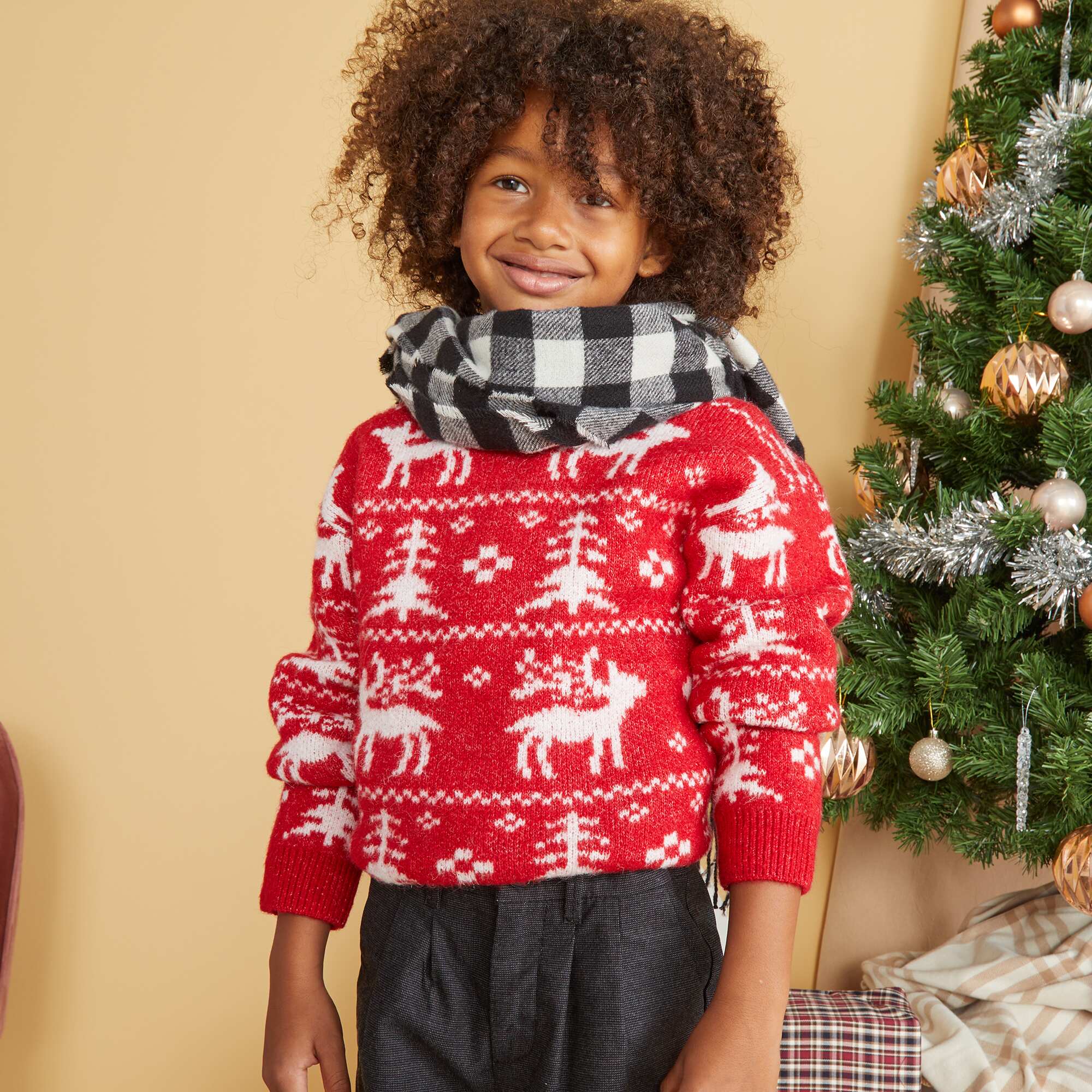 Jacquard deer jumper RED - Image 3