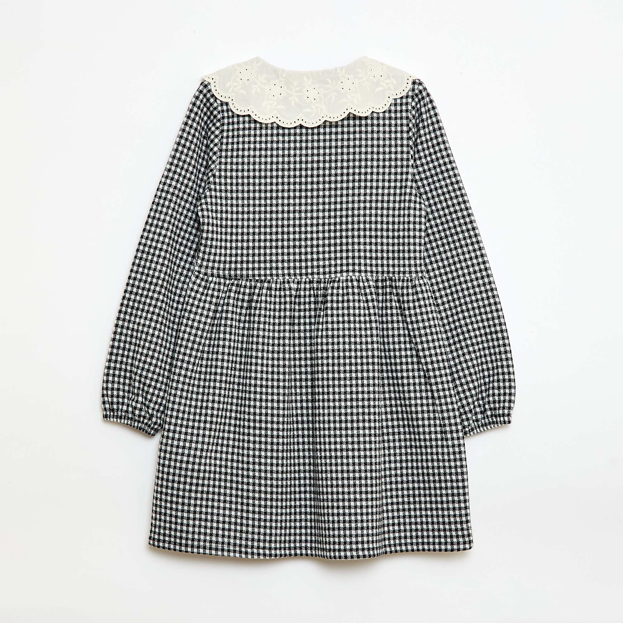 Jacquard Knit Dress with Peter Pan Collar BLACK - Image 2