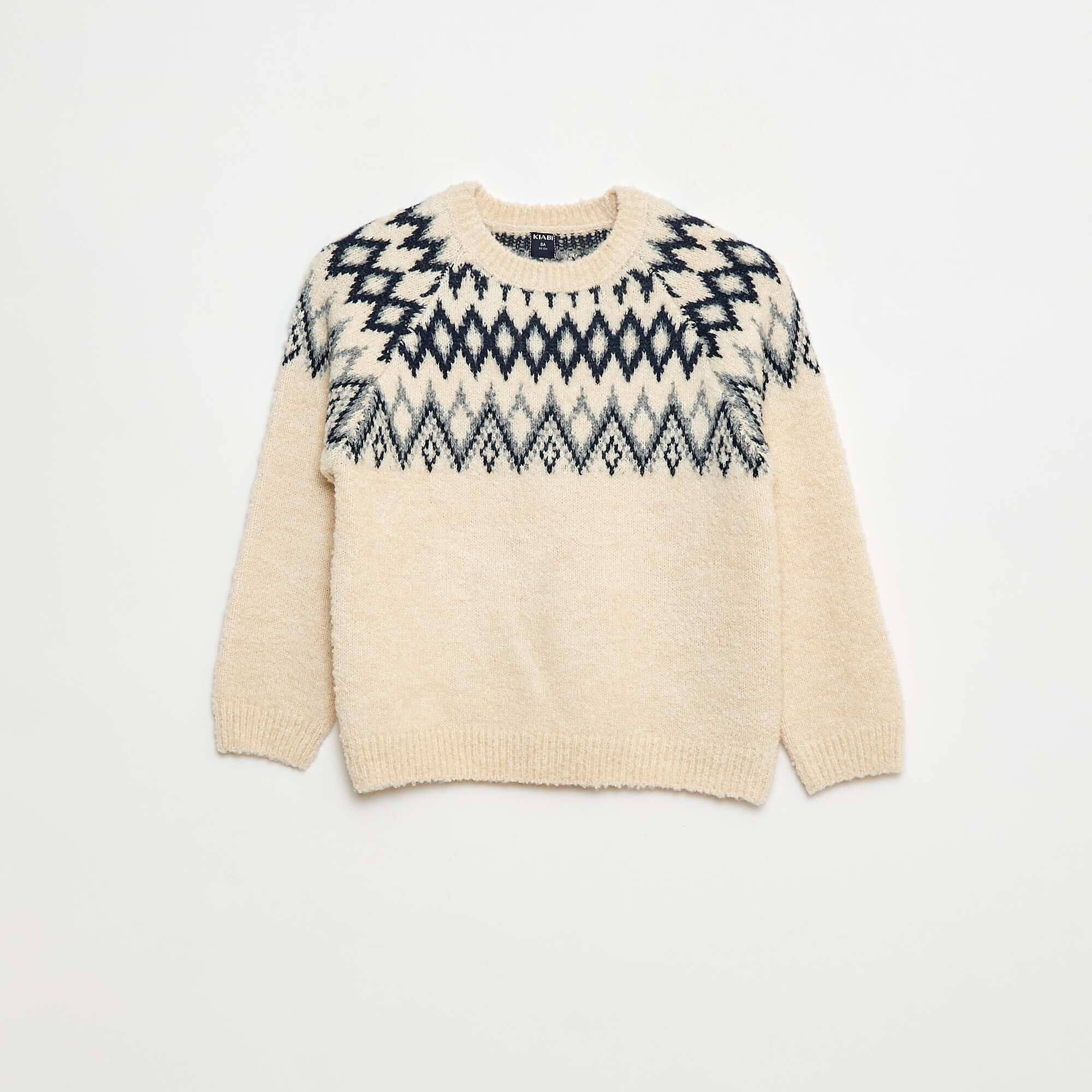 Jacquard Sweater with Round Neck GREY - Image 2
