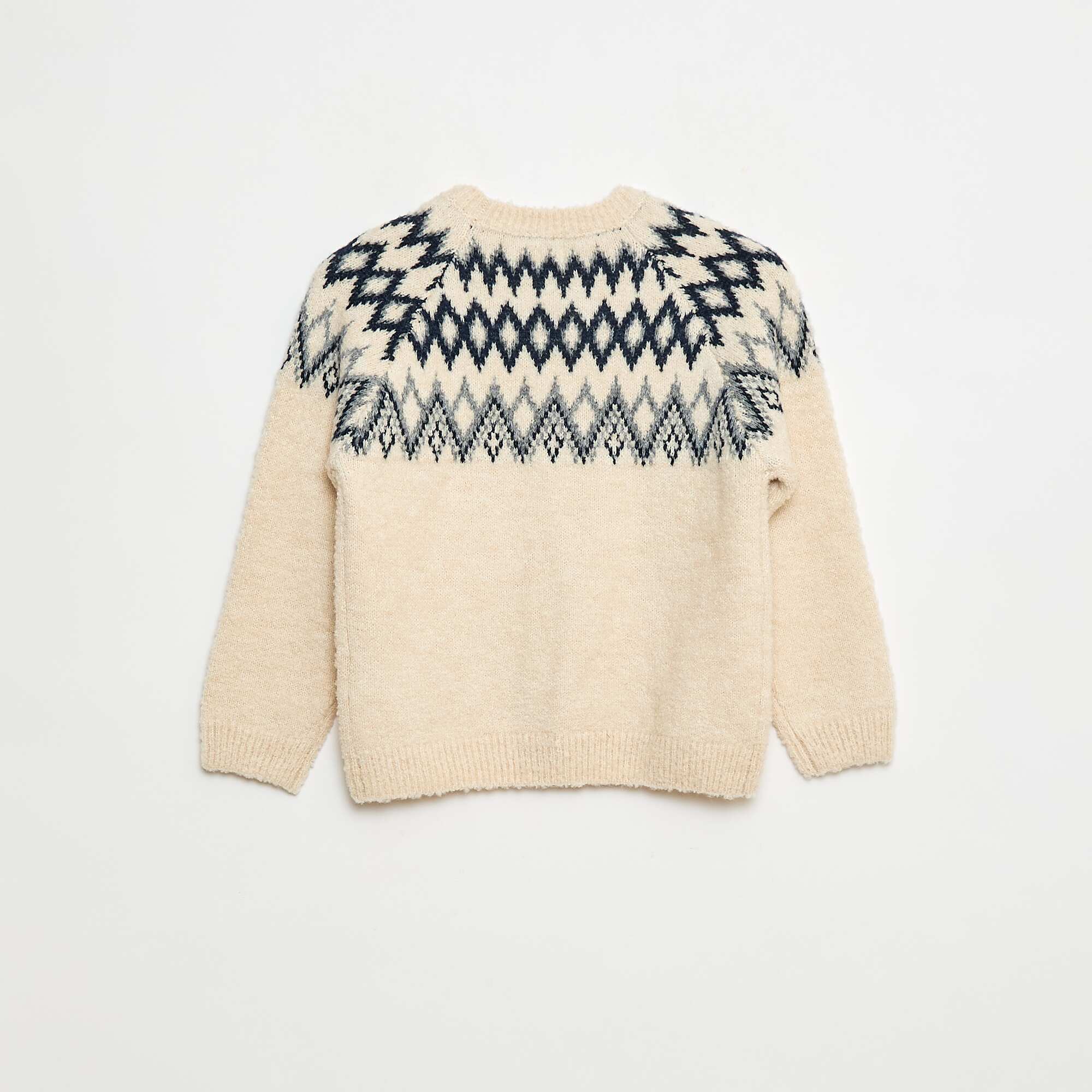 Jacquard Sweater with Round Neck GREY - Image 5