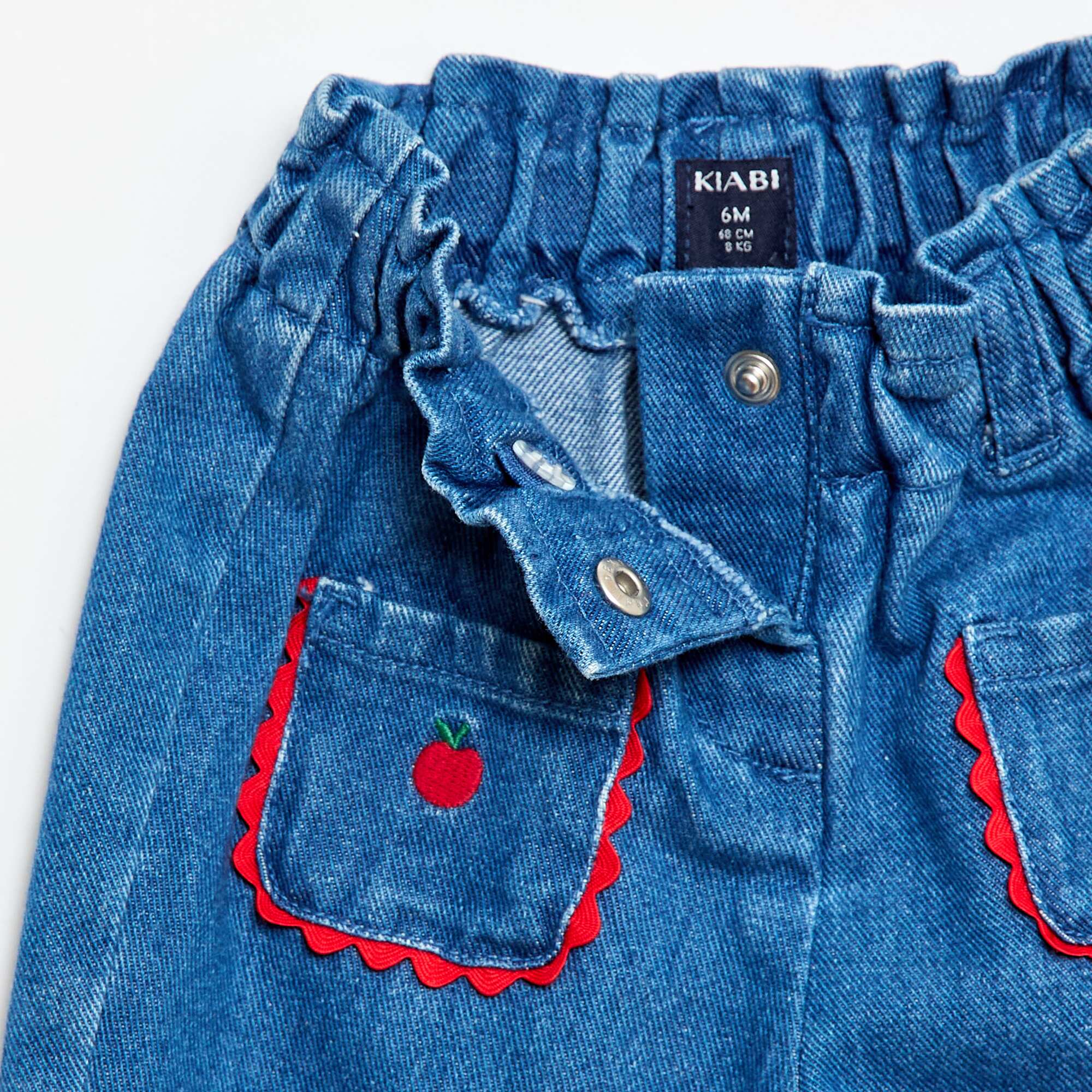 Jeans with Decorative Pockets WHITE - Image 3