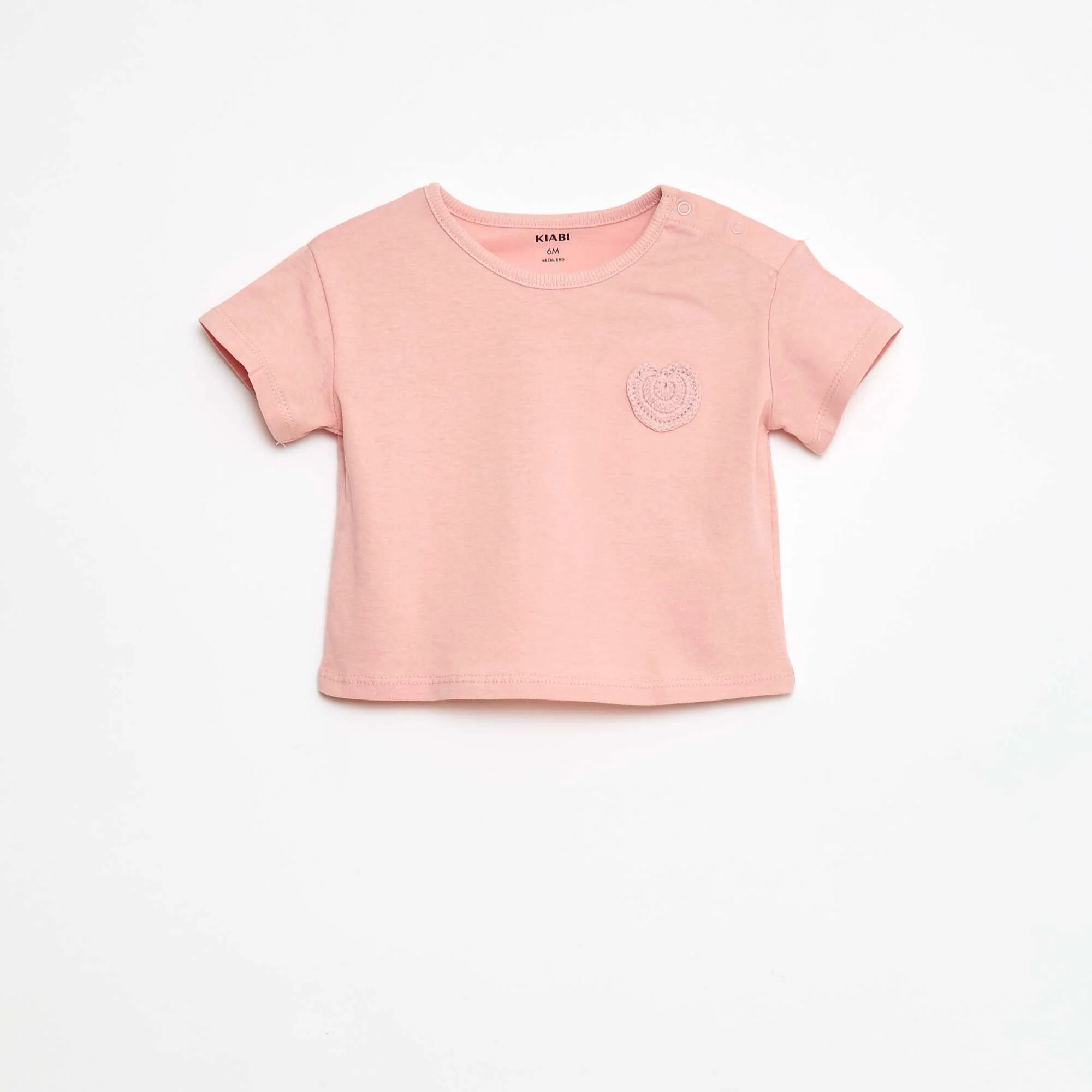 Jersey T-shirt with press-stud opening on the shoulder PINK