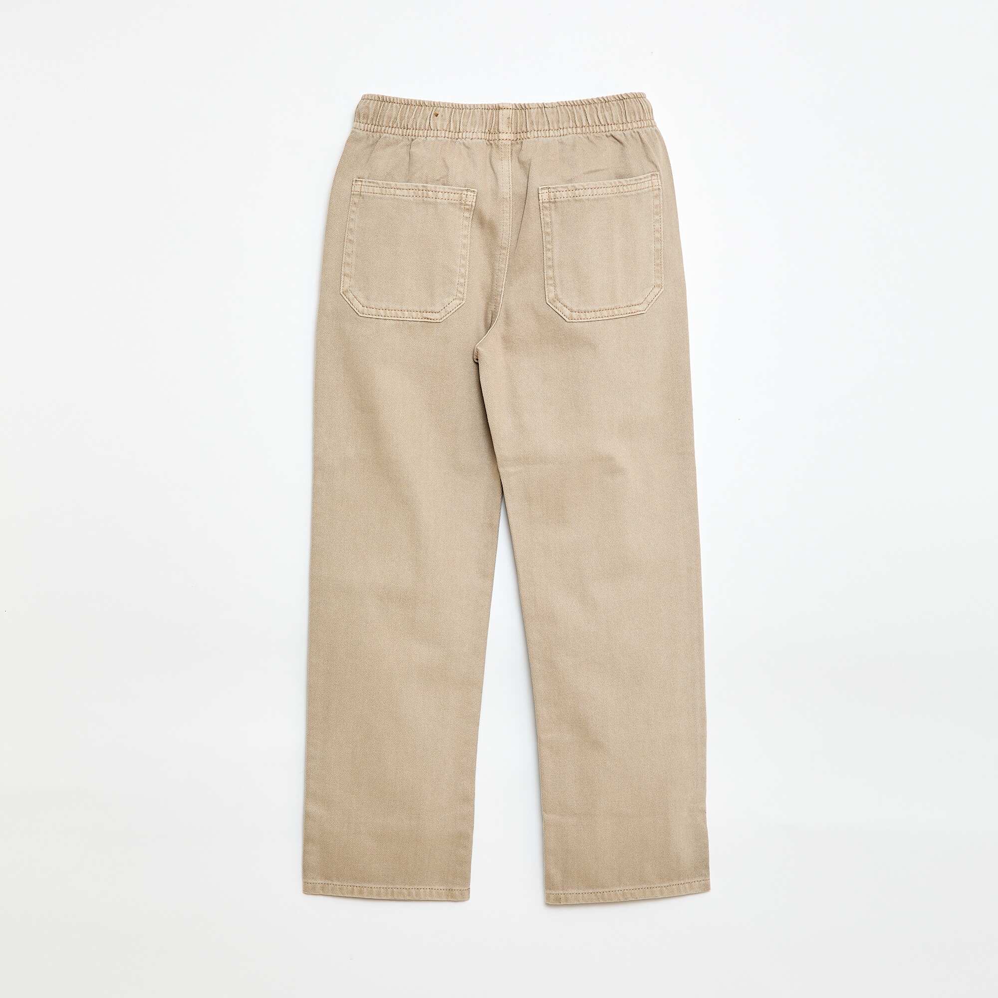 Joggers with Elasticated Waistband and Drawstring BEIGE - Image 2