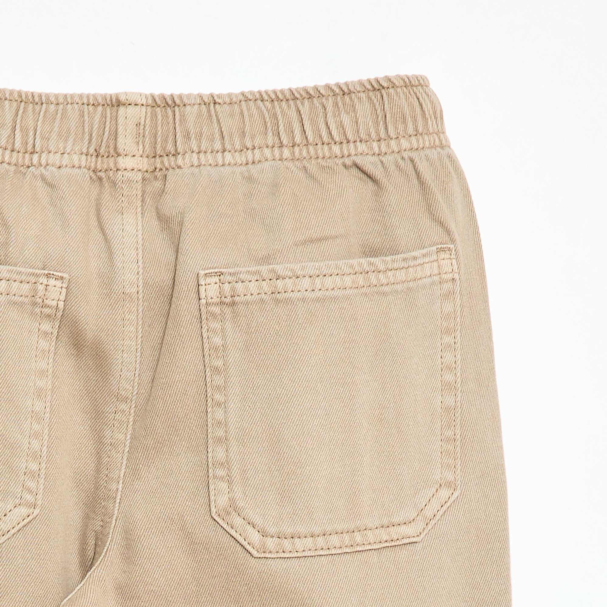 Joggers with Elasticated Waistband and Drawstring BEIGE - Image 4