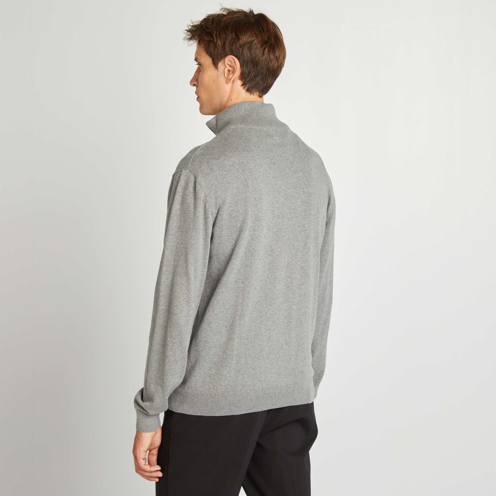 Jumper with high zip-up neckline GREY - Image 3