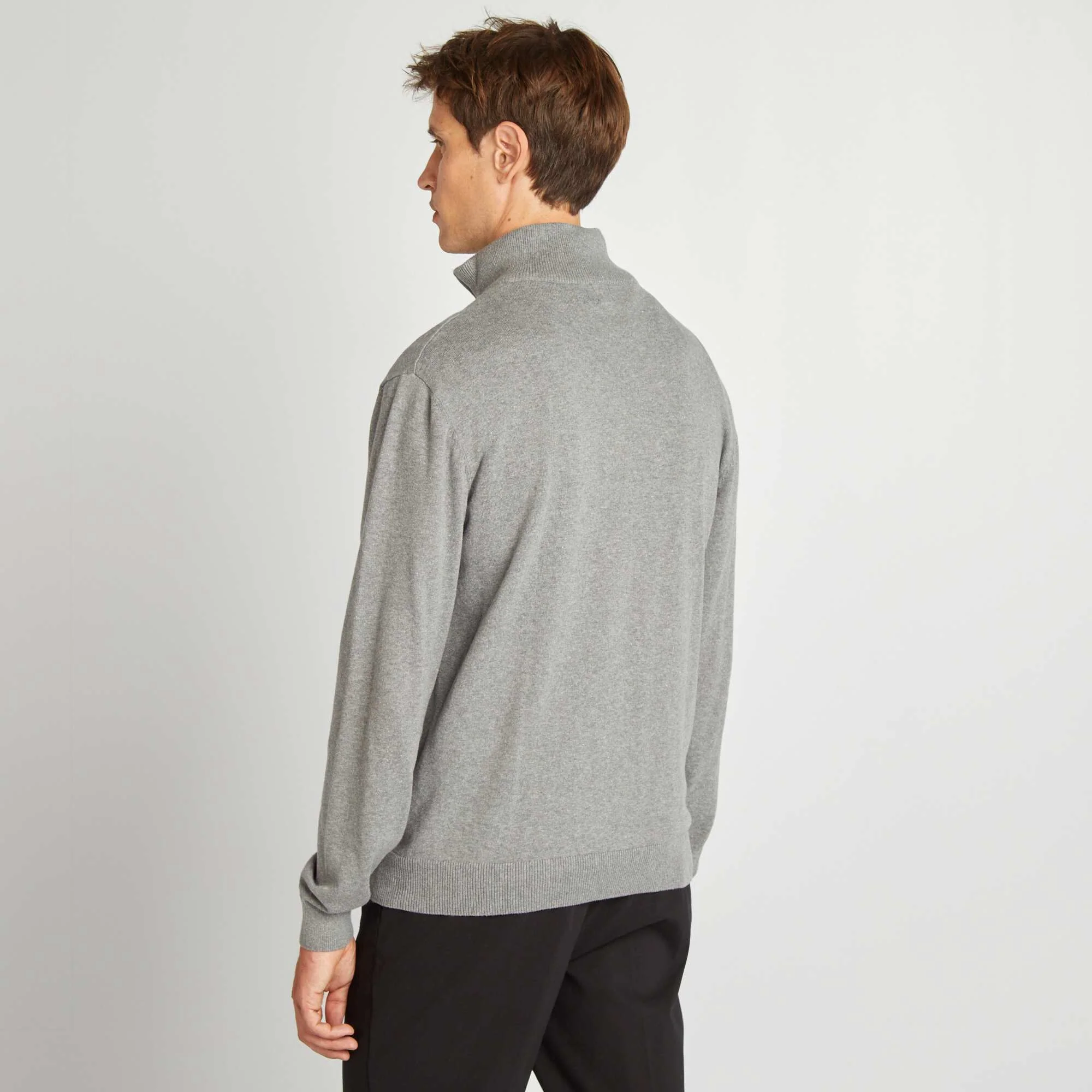 Jumper with high zip-up neckline GREY - Image 4