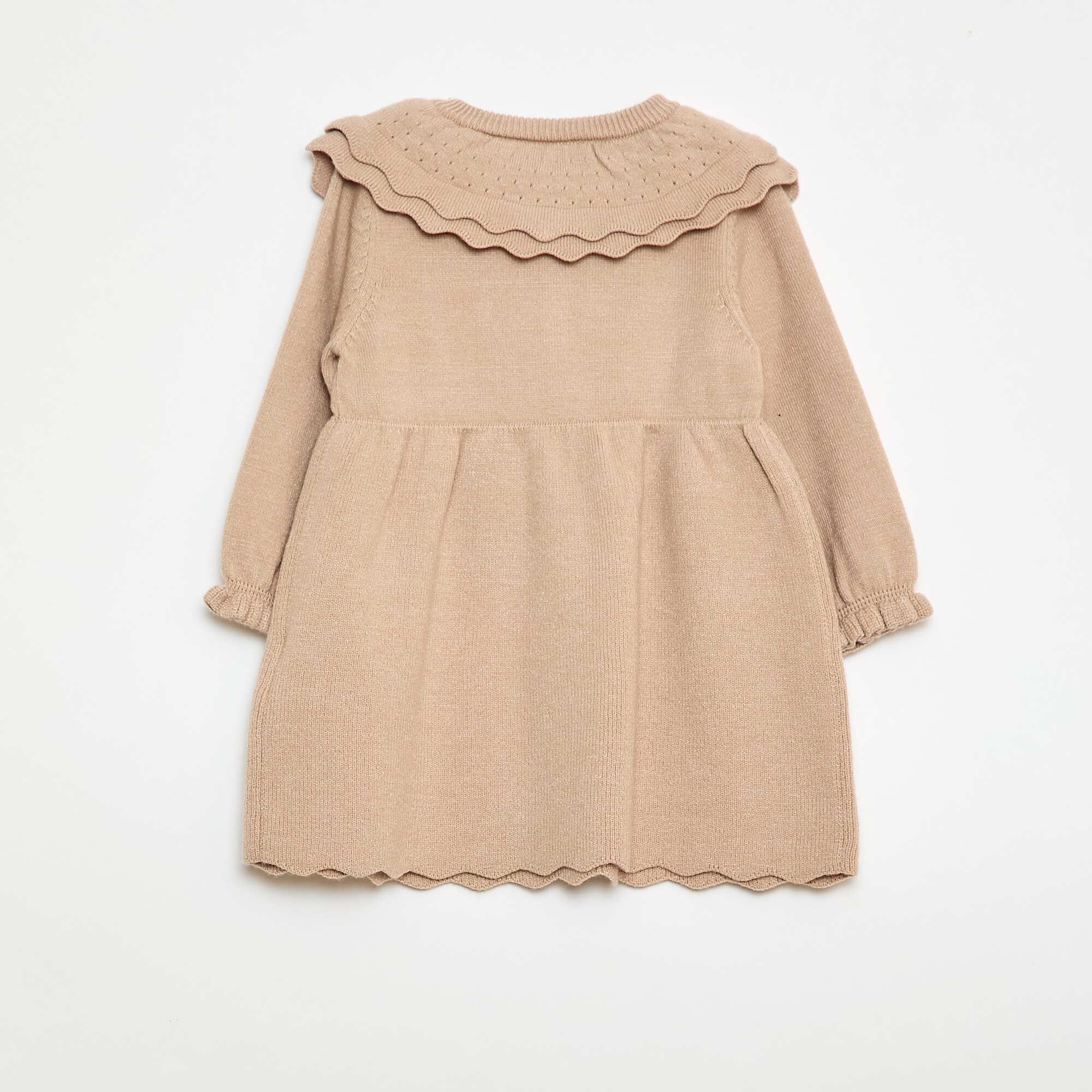 Knit Dress with Peter Pan Collar BEIGE - Image 2