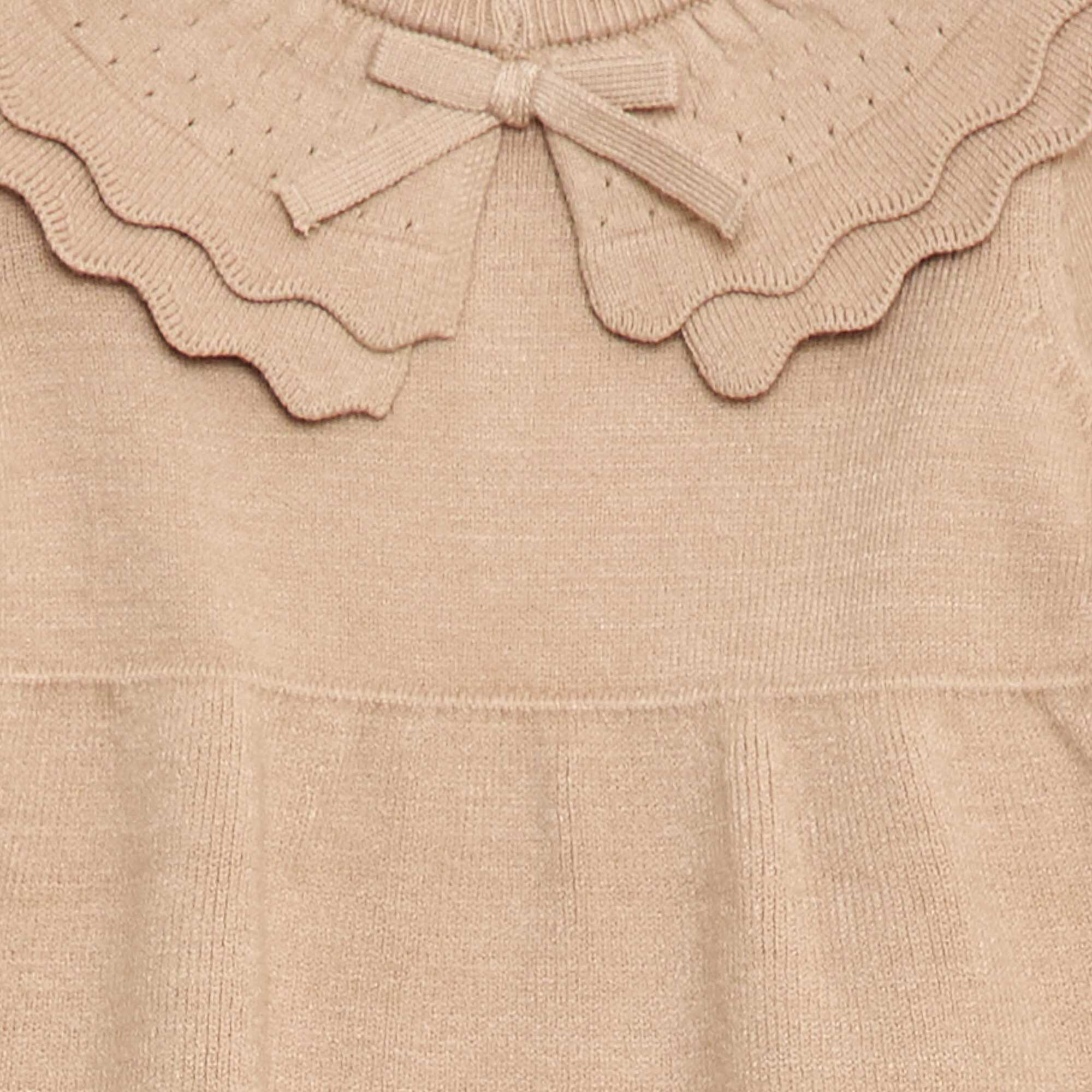 Knit Dress with Peter Pan Collar BEIGE - Image 3