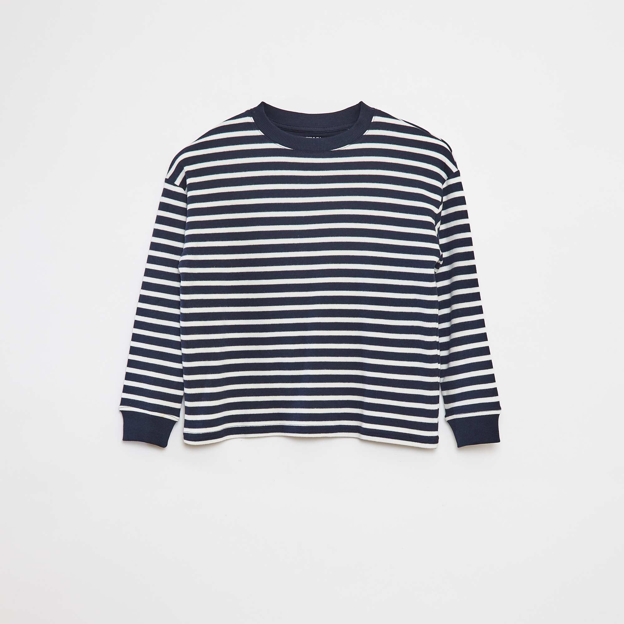 Knit sweater with all-over striped pattern BLUE