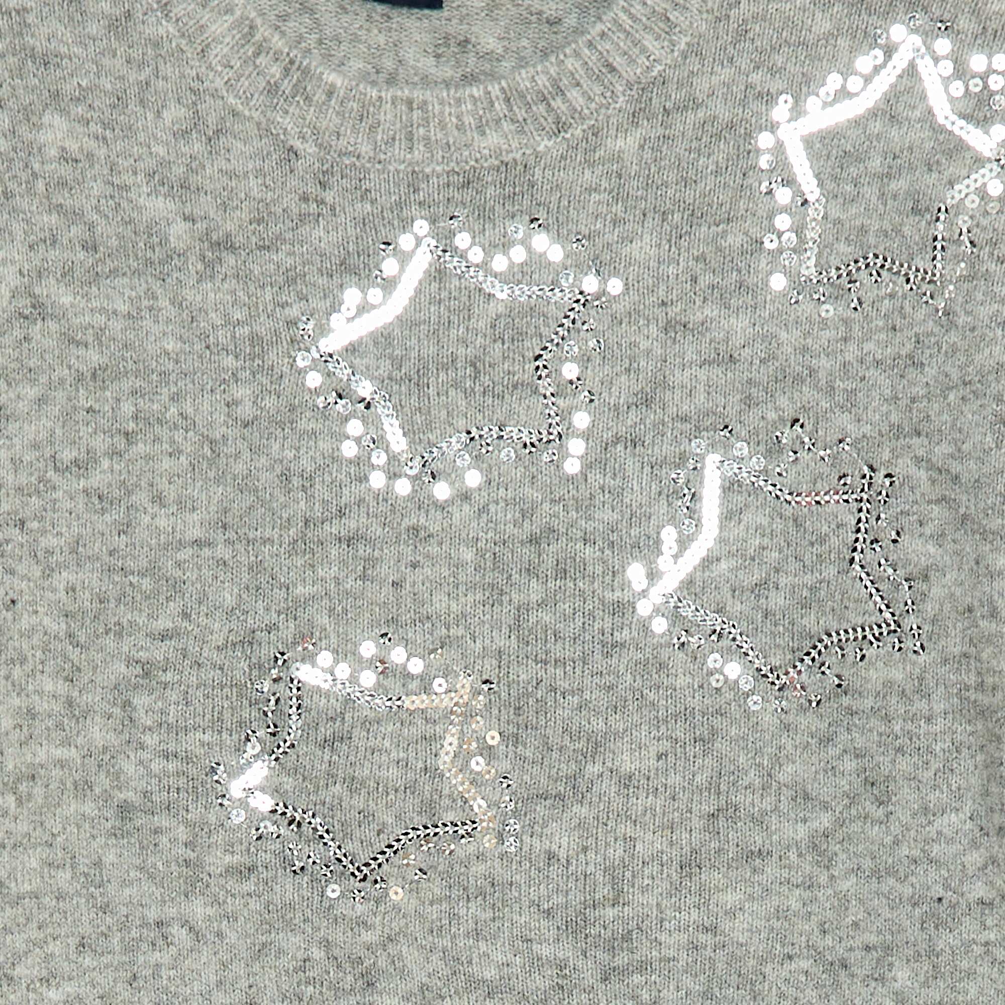 Knitted Dress with Sequined Stars GREY - Image 2