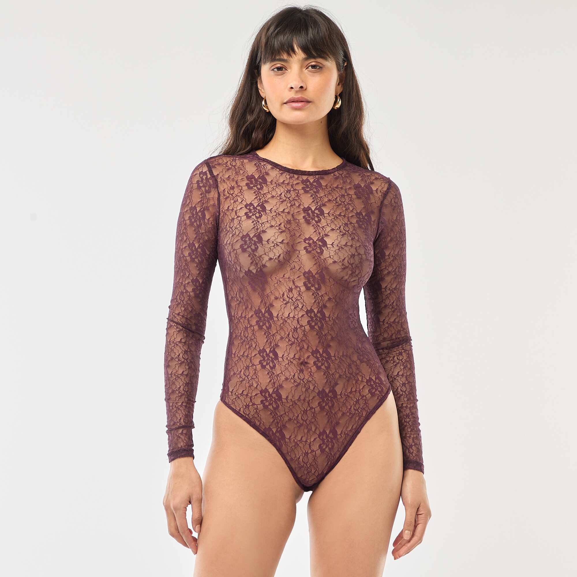 Lace Crew Neck Bodysuit RED - Image 2