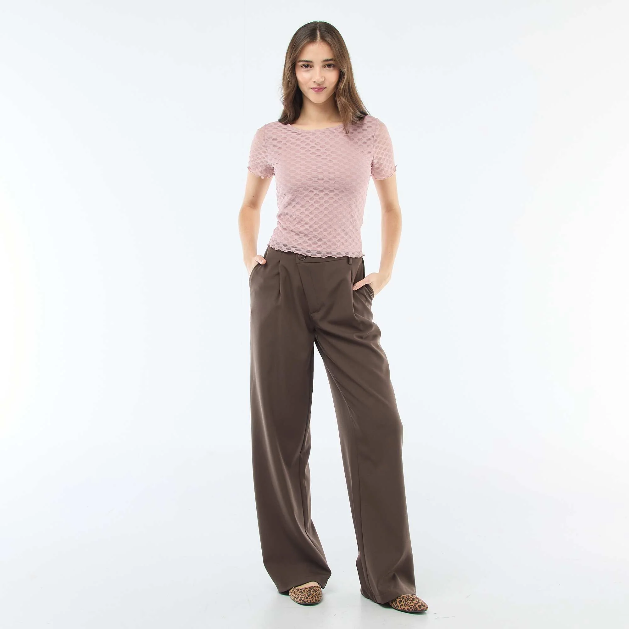 Lace T-Shirt with Low-Cut Back PINK - Image 2