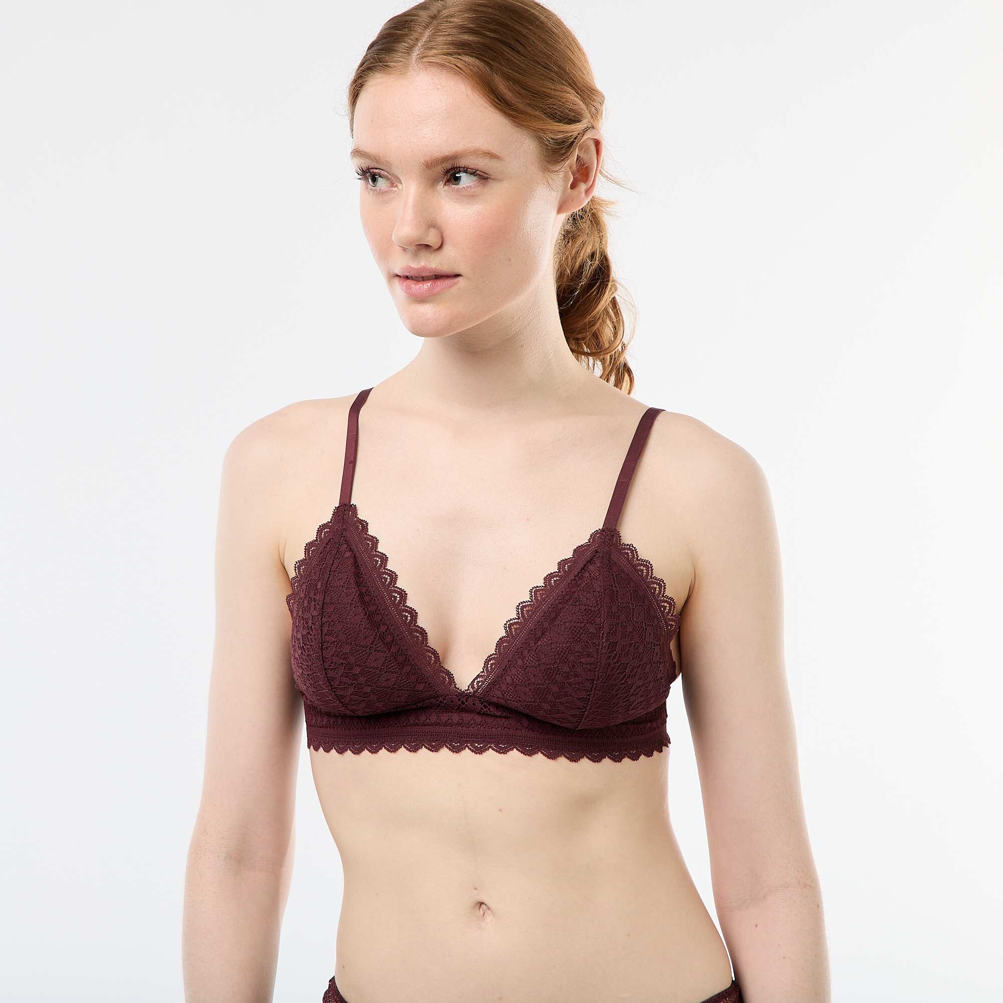 Lace Triangle Bra BROWN