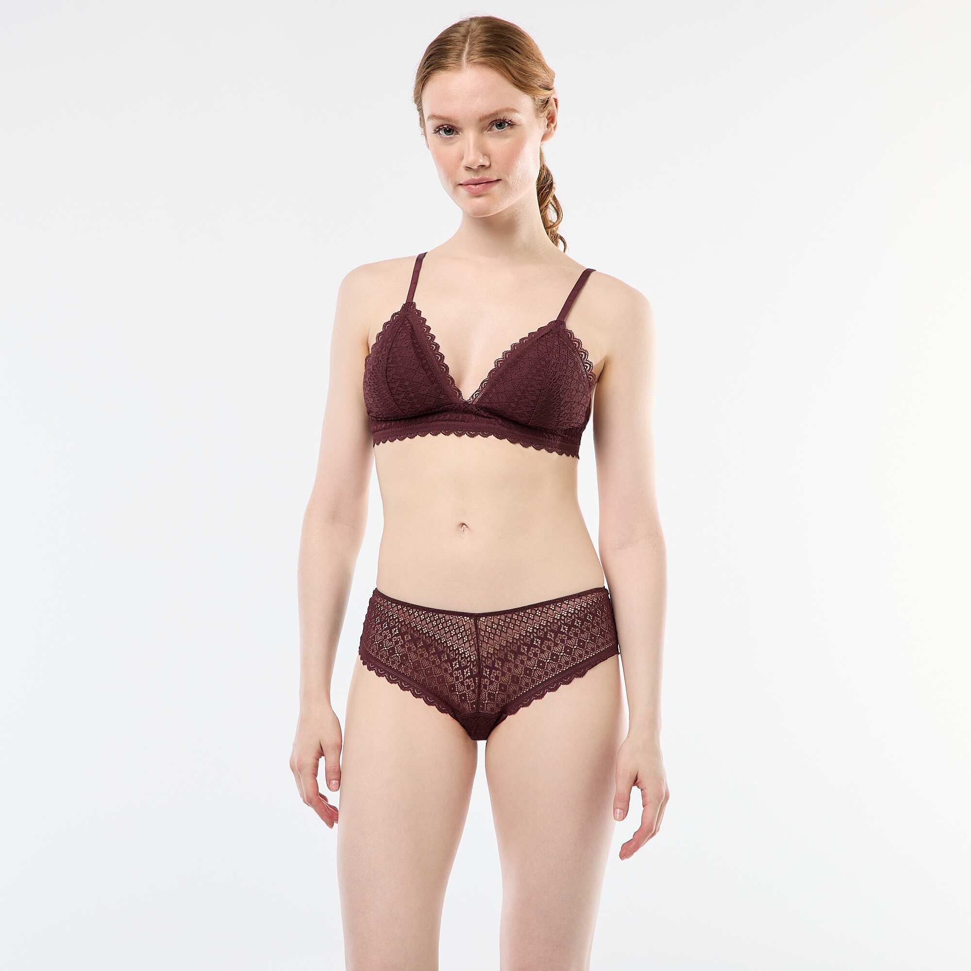 Lace Triangle Bra BROWN - Image 2