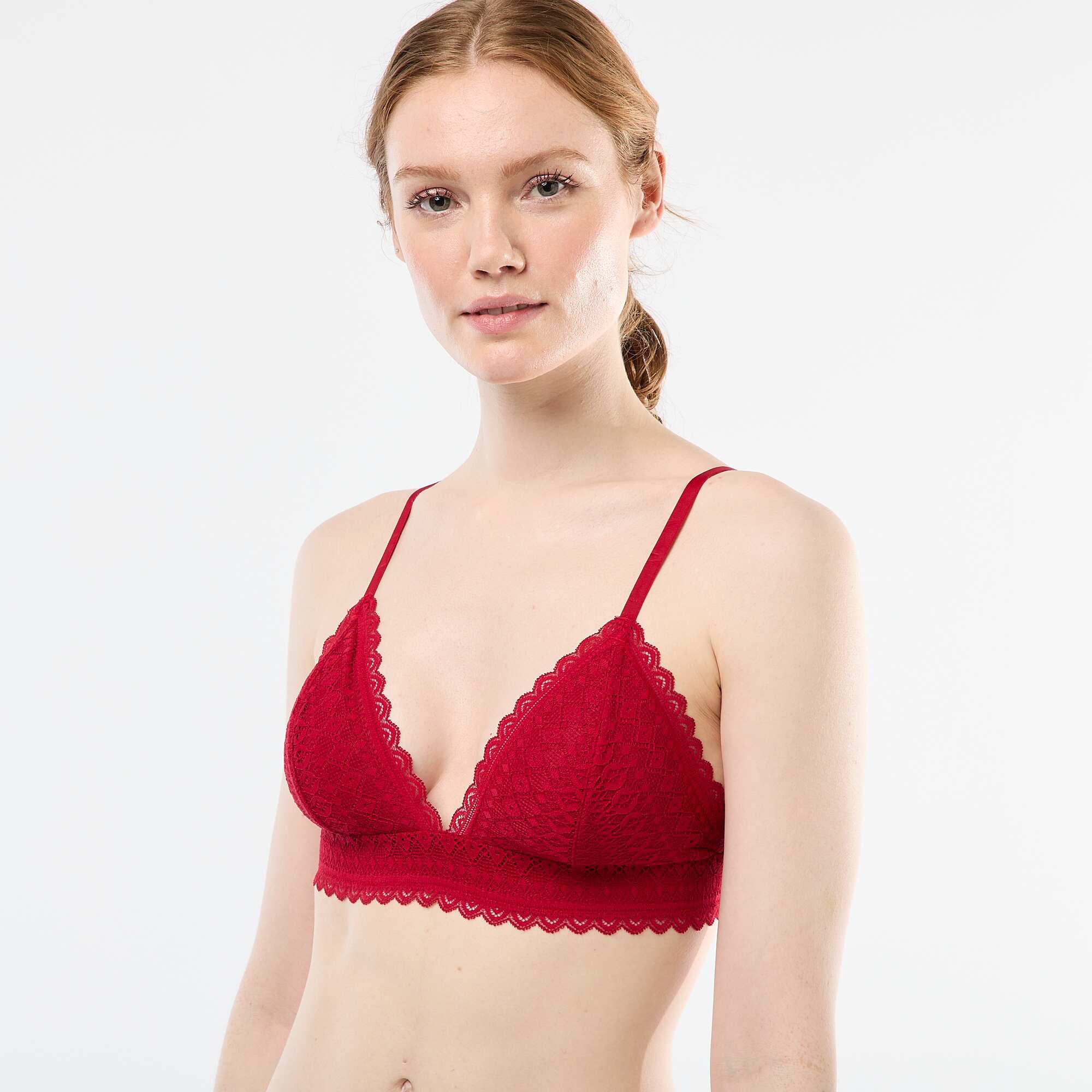 Lace Triangle Bra RED