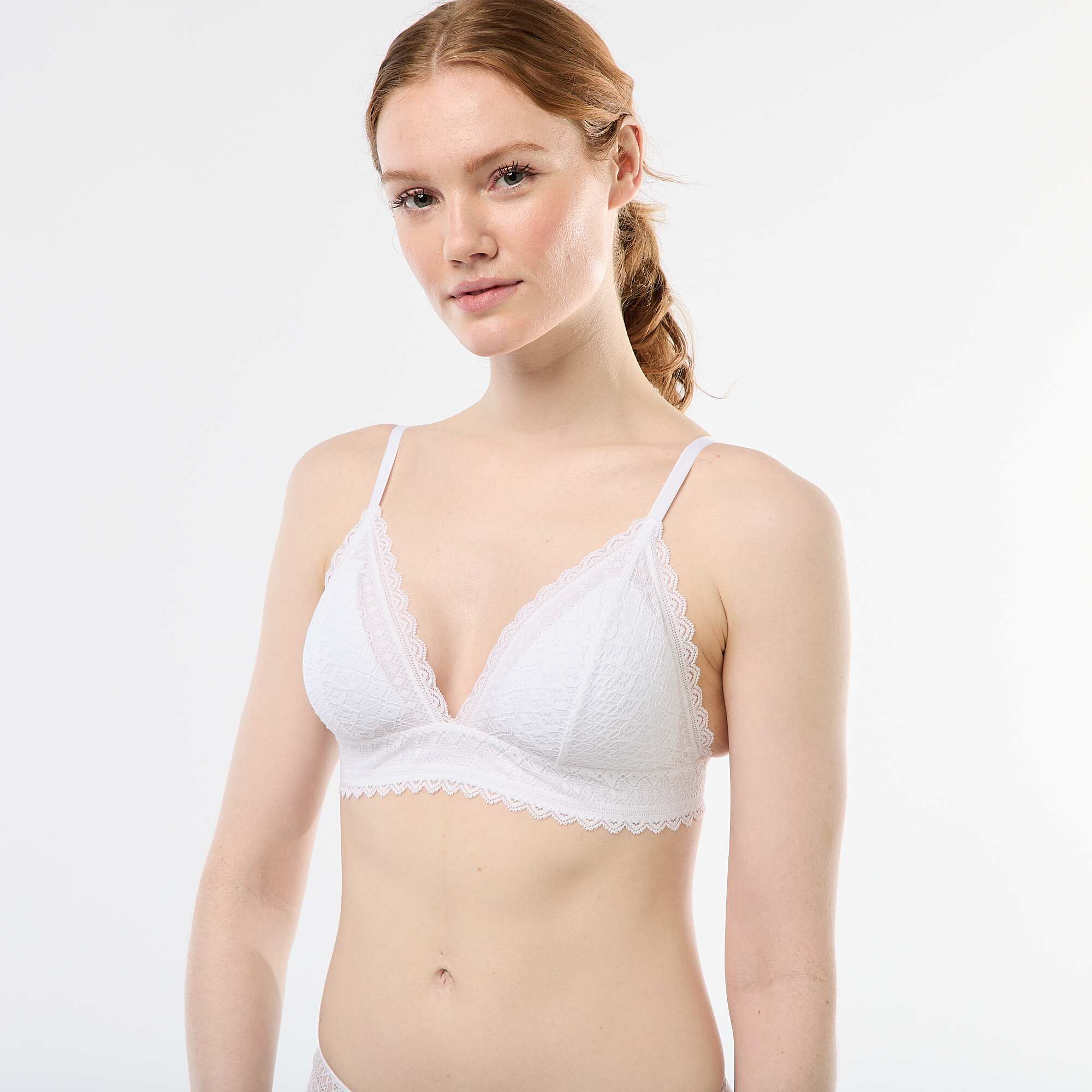 Lace Triangle Bra WHITE