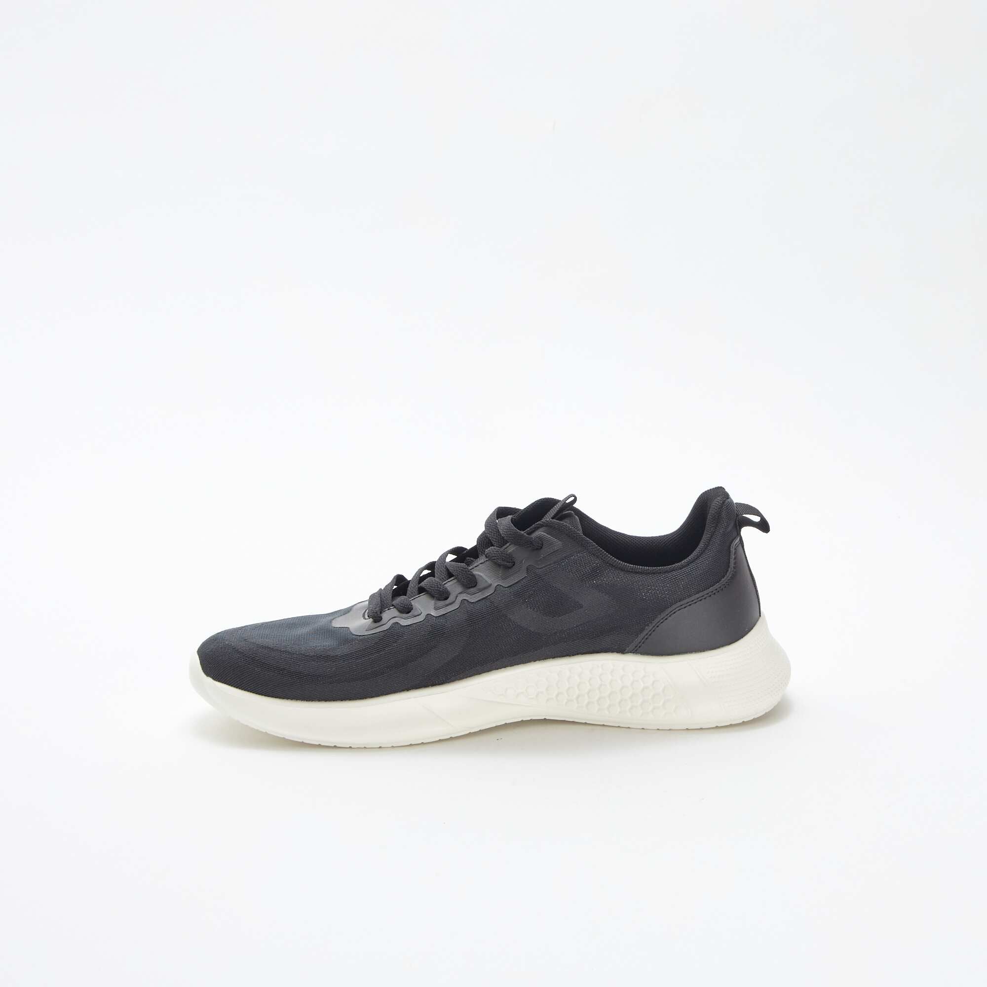 Lace-up mesh running trainers BLACK - Image 4