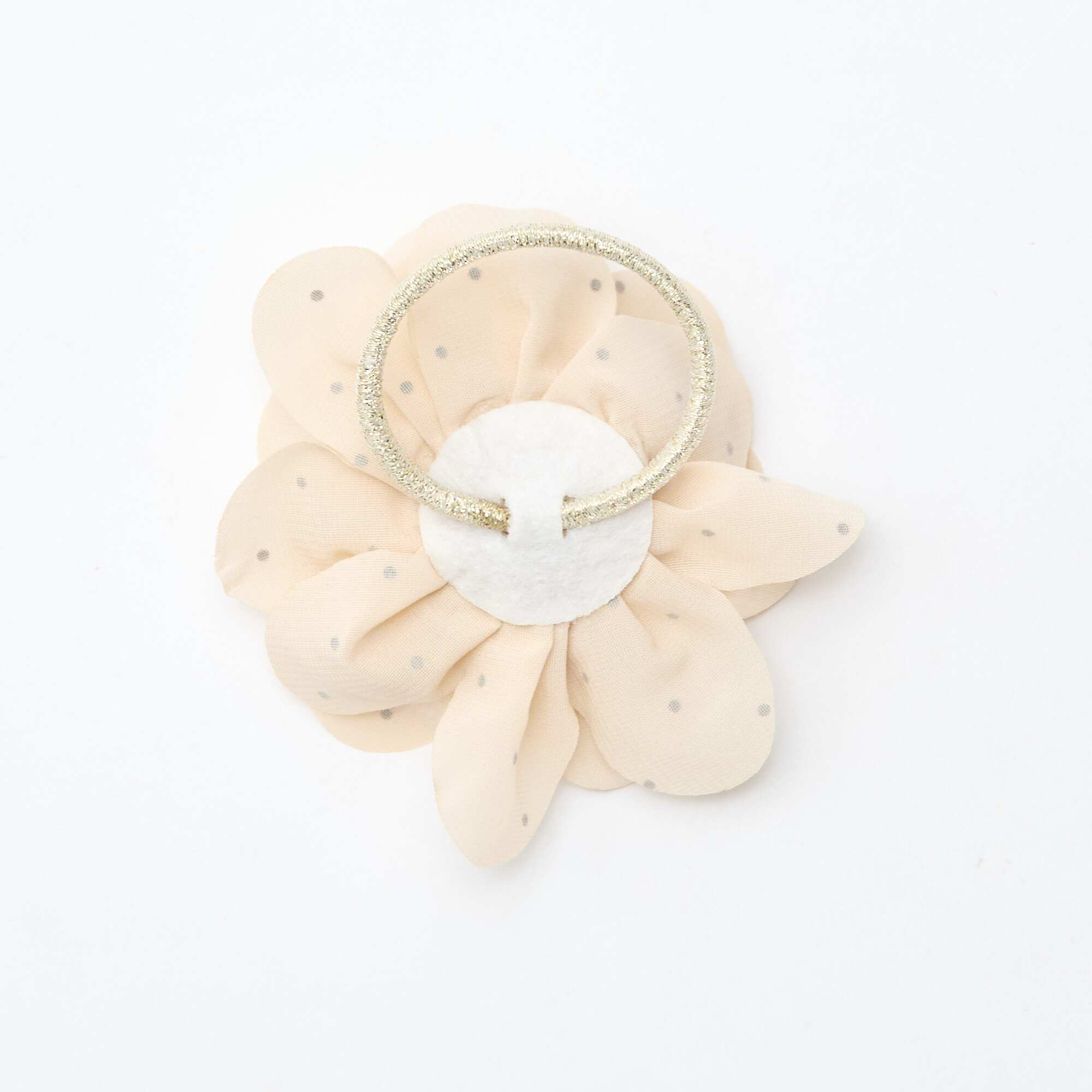 Large floral scrunchie with rhinestones BEIGE