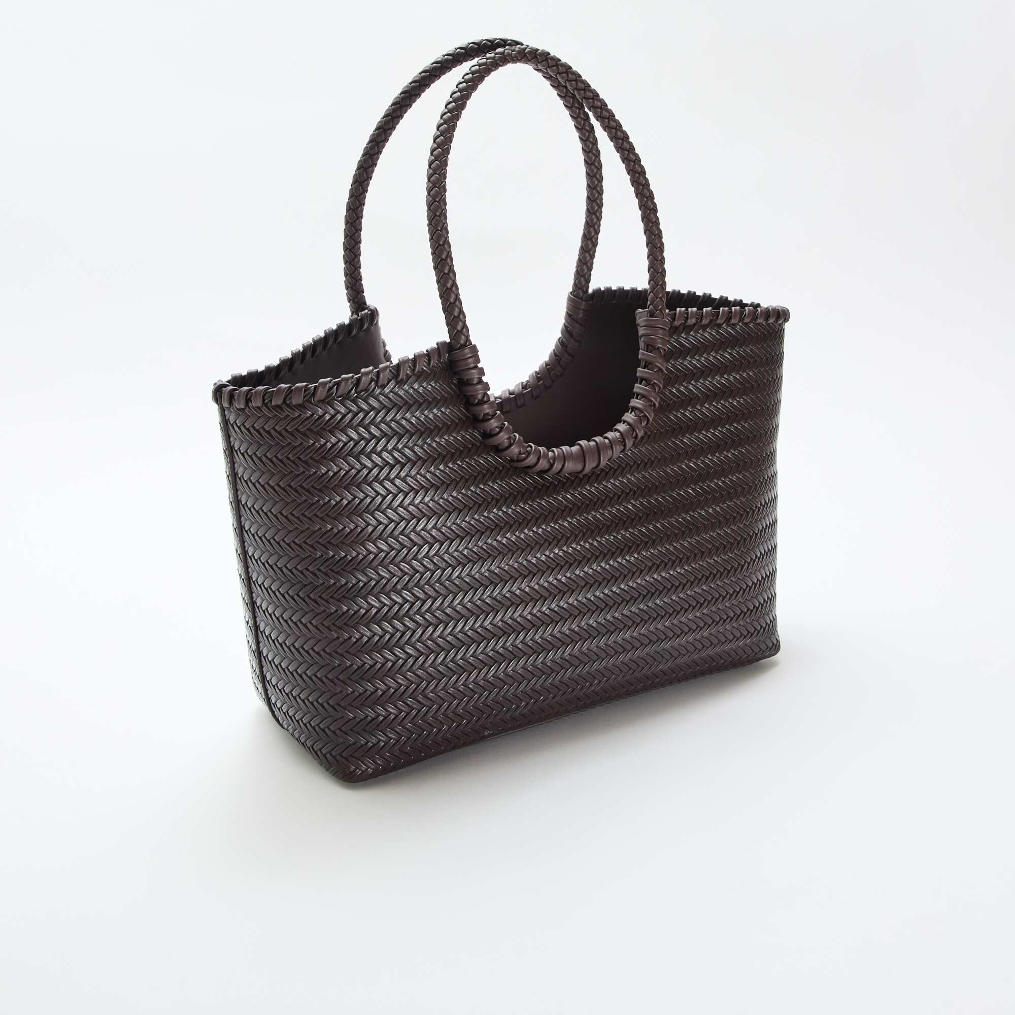 Large Rectangular Woven Tote Bag BROWN - Image 3